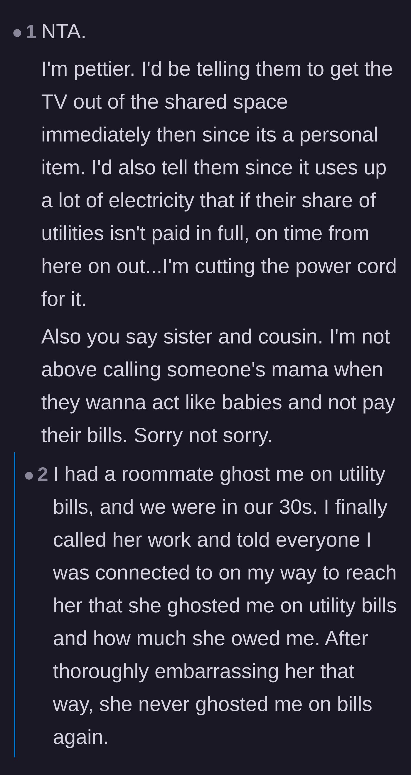 Comment thread 2 - Commenters suggest calling the roommates' parents and sharing wild stories of confronting freeloaders' families.