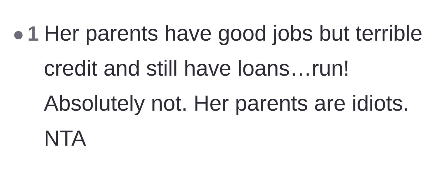 Comment thread 4 - Bluntly pointing out that earning a high income while maintaining terrible credit is a massive red flag.