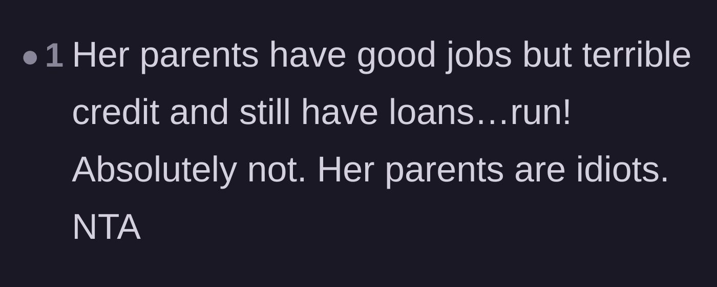 Comment thread 4 - Bluntly pointing out that earning a high income while maintaining terrible credit is a massive red flag.