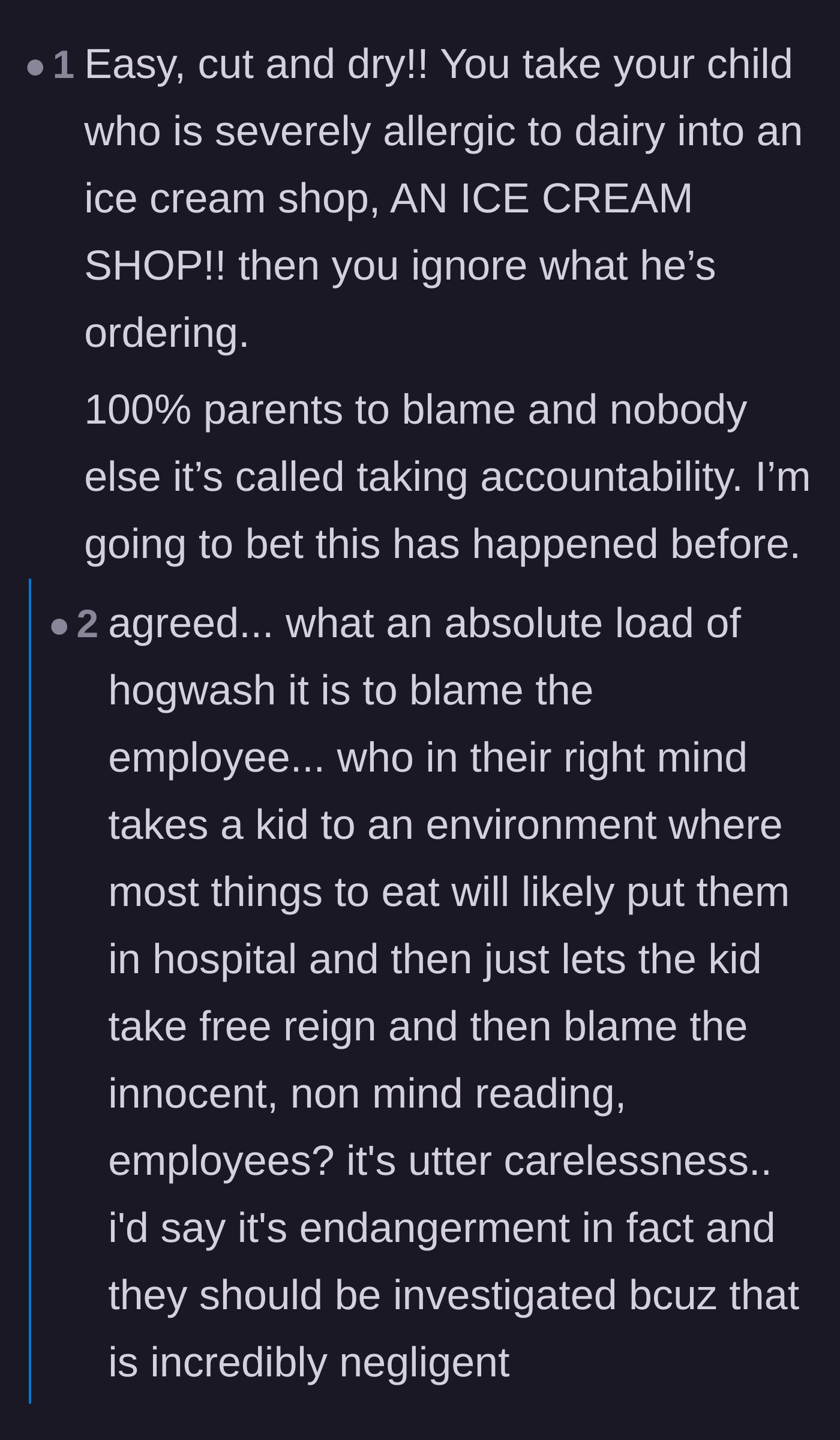 Comment thread 5 - A debate suggesting the guardians' behavior borders on child endangerment and wondering if child protective services will be involved.