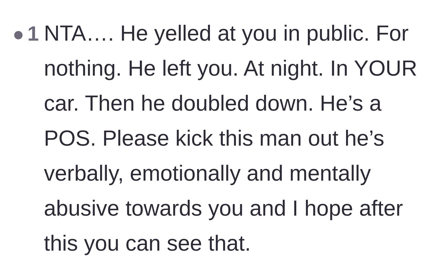 Comment thread 2 - A user pointing out the layers of verbal and emotional abuse in the boyfriend's actions.
