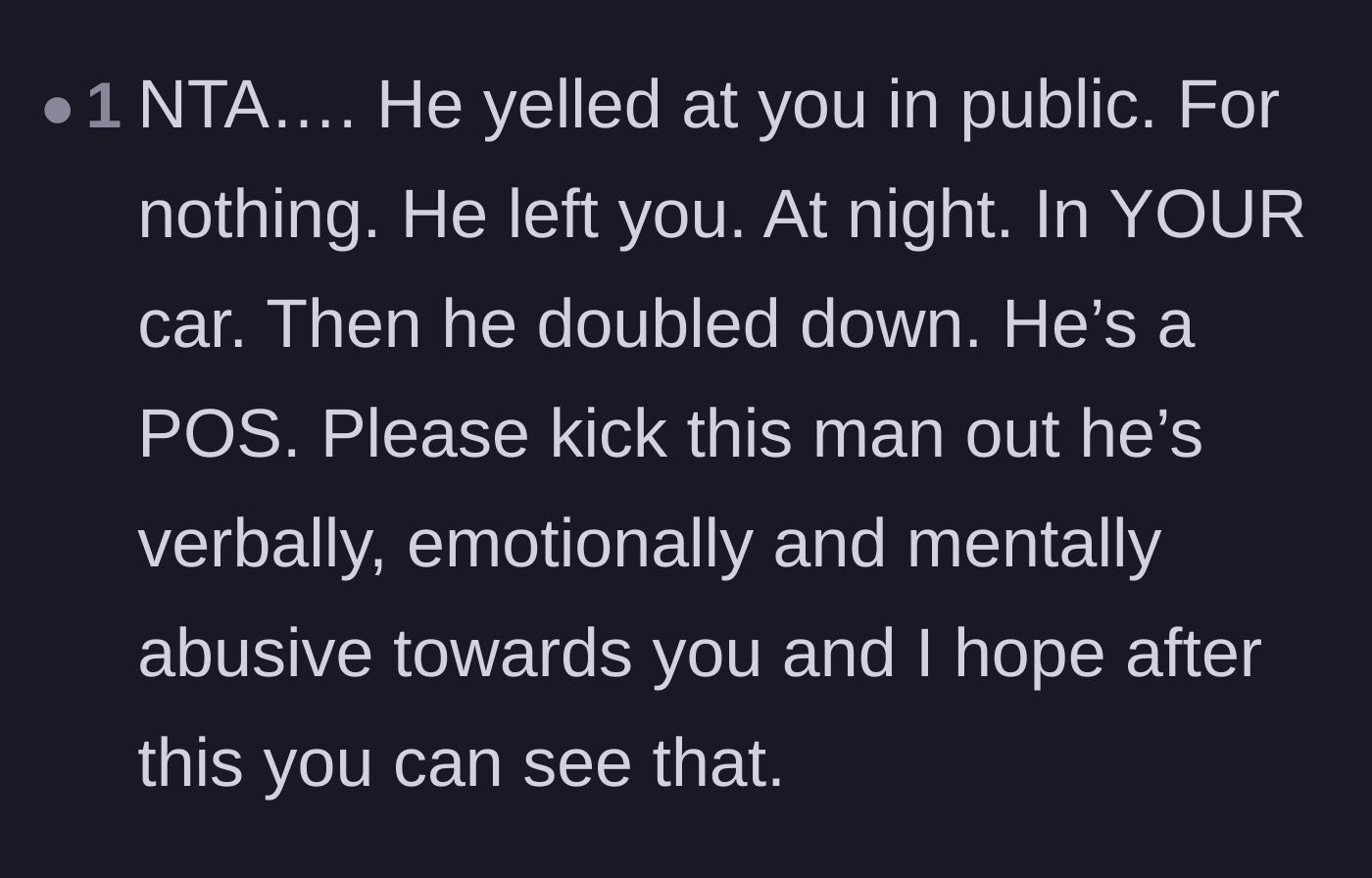 Comment thread 2 - A user pointing out the layers of verbal and emotional abuse in the boyfriend's actions.