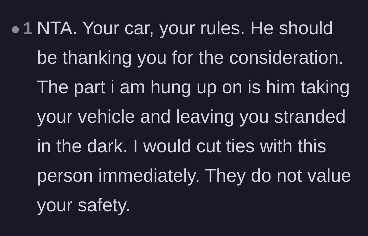 Comment thread 6 - A commenter emphasizing that the boyfriend fundamentally does not value the girlfriend's personal safety.