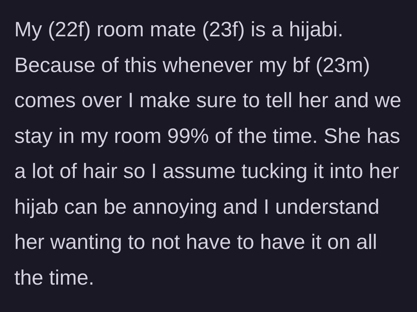 Story part 1 - Explaining the standard apartment rules for the hijabi roommate