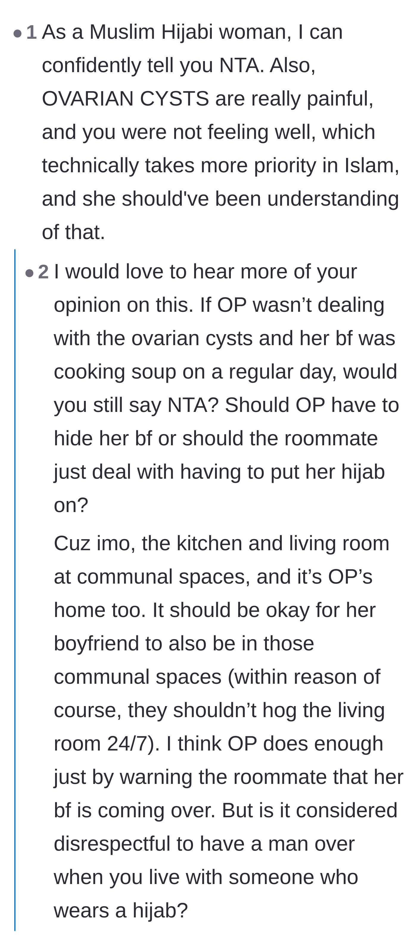 Comment thread 1 - A Muslim commenter explaining that Islamic teachings prioritize illness and emergencies over hijab rules.