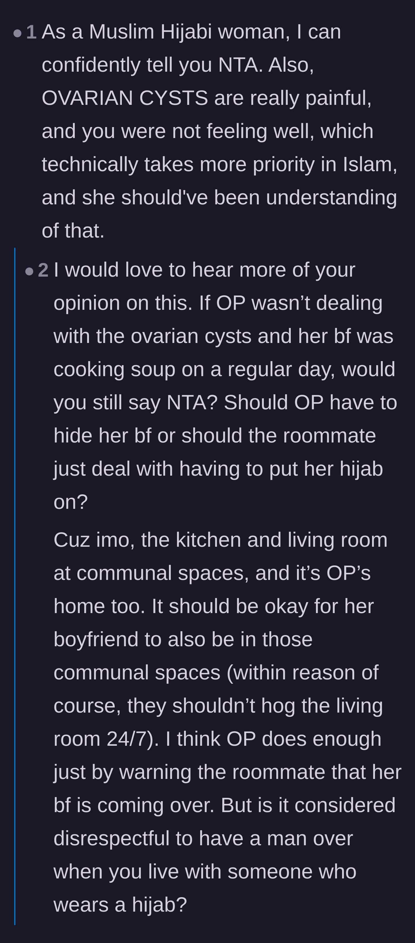 Comment thread 1 - A Muslim commenter explaining that Islamic teachings prioritize illness and emergencies over hijab rules.