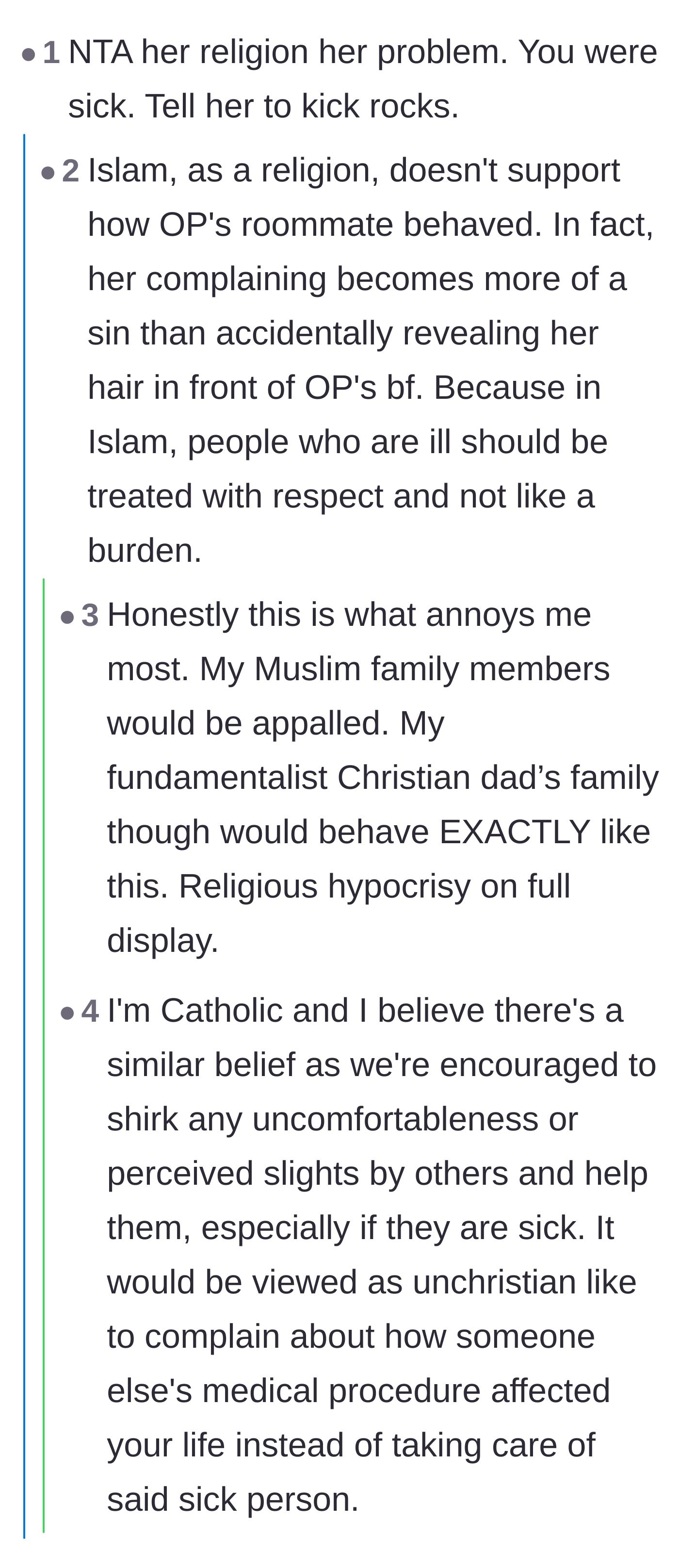Comment thread 4 - Commentary on religious hypocrisy and how true faith dictates caring for the sick.