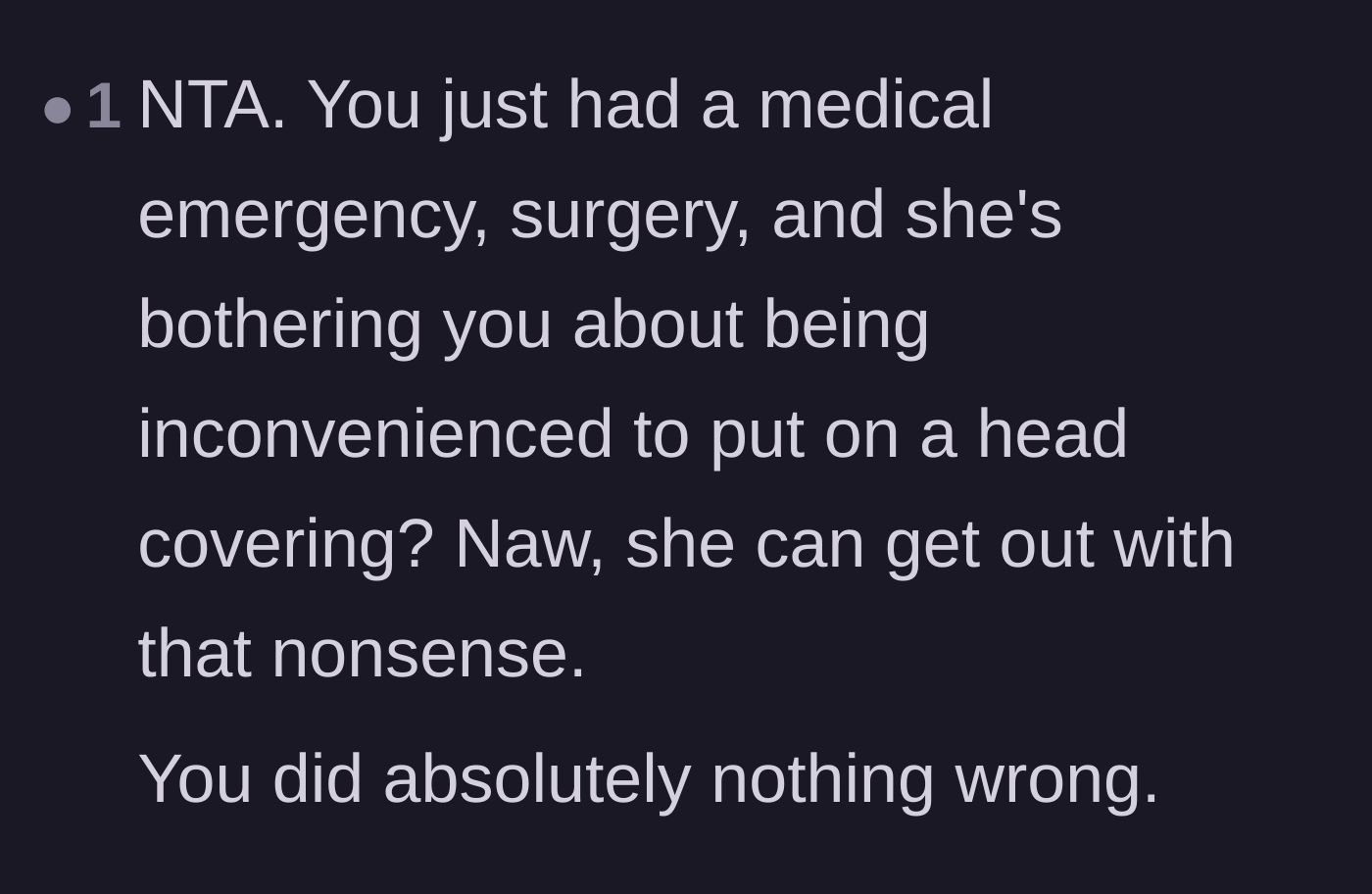 Comment thread 6 - Outrage over the roommate prioritizing a minor inconvenience over emergency surgery.