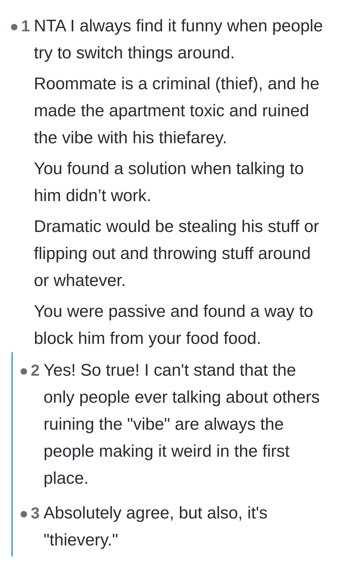 Comment thread 5 - Pointing out the hypocrisy of the roommate claiming the lockbox ruined the apartment's vibe.