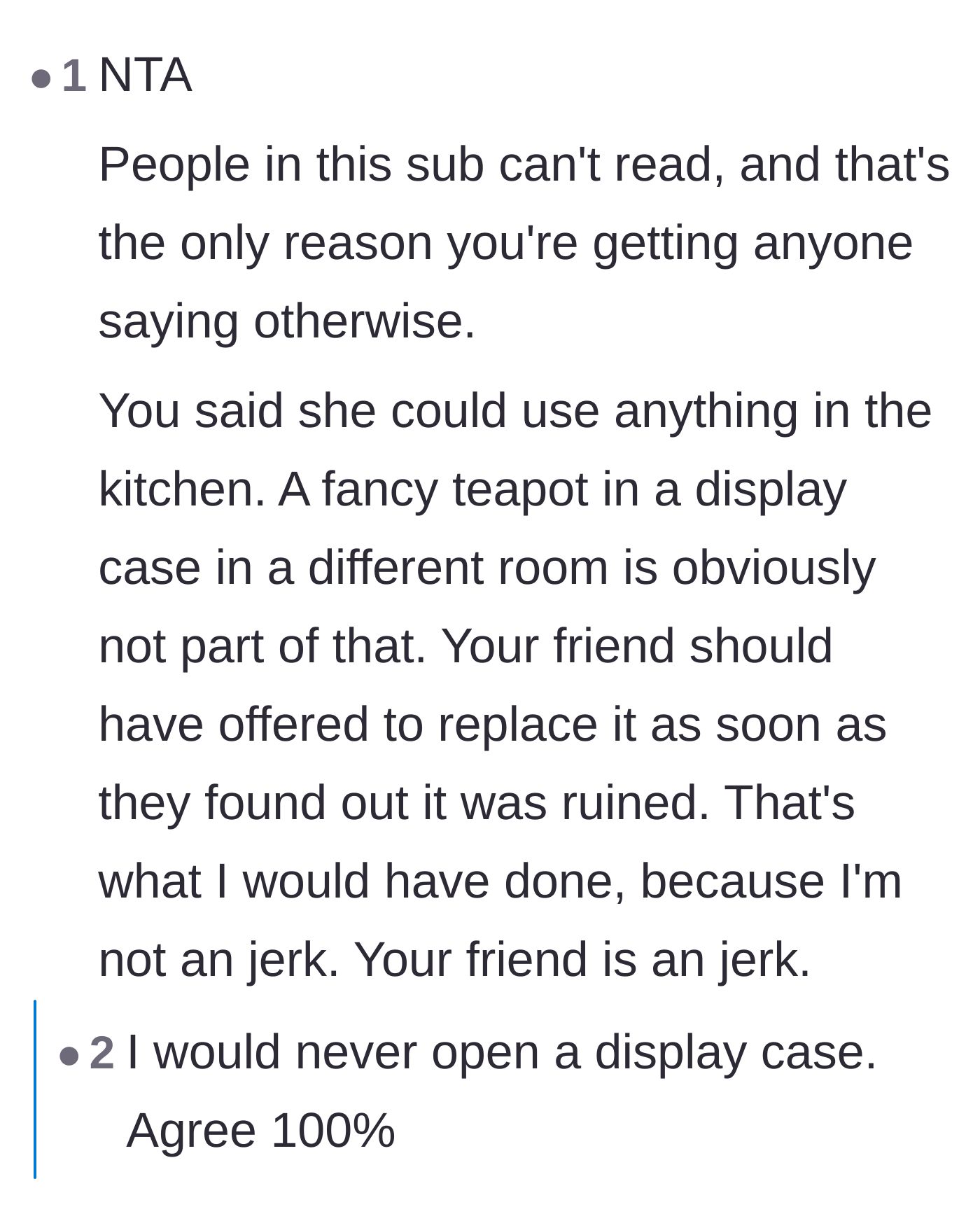 Comment thread 3 - Discussion emphasizing that the host's permission to use items was strictly limited to the kitchen.