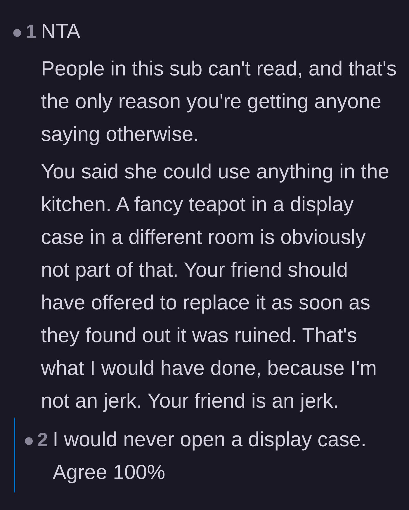 Comment thread 3 - Discussion emphasizing that the host's permission to use items was strictly limited to the kitchen.