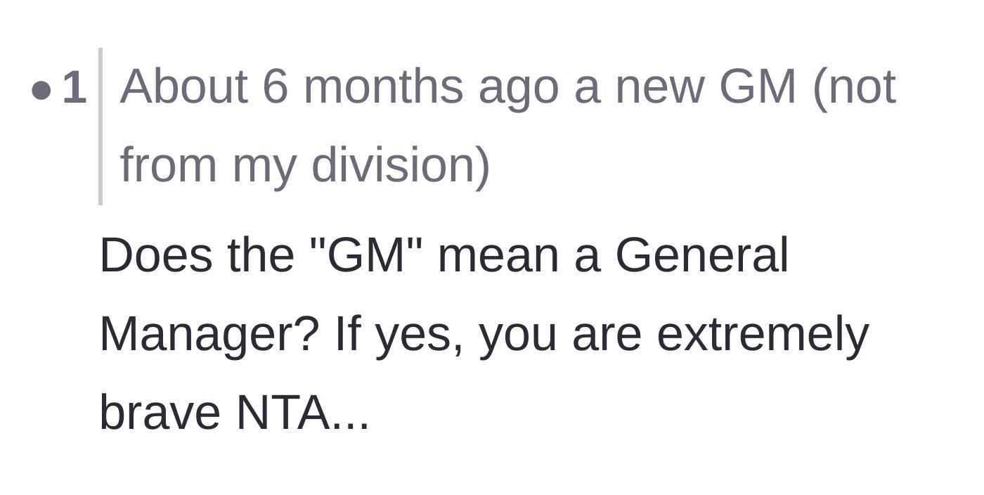 Comment thread 4 - A commenter expressing shock at the author's sheer bravery for challenging an executive.