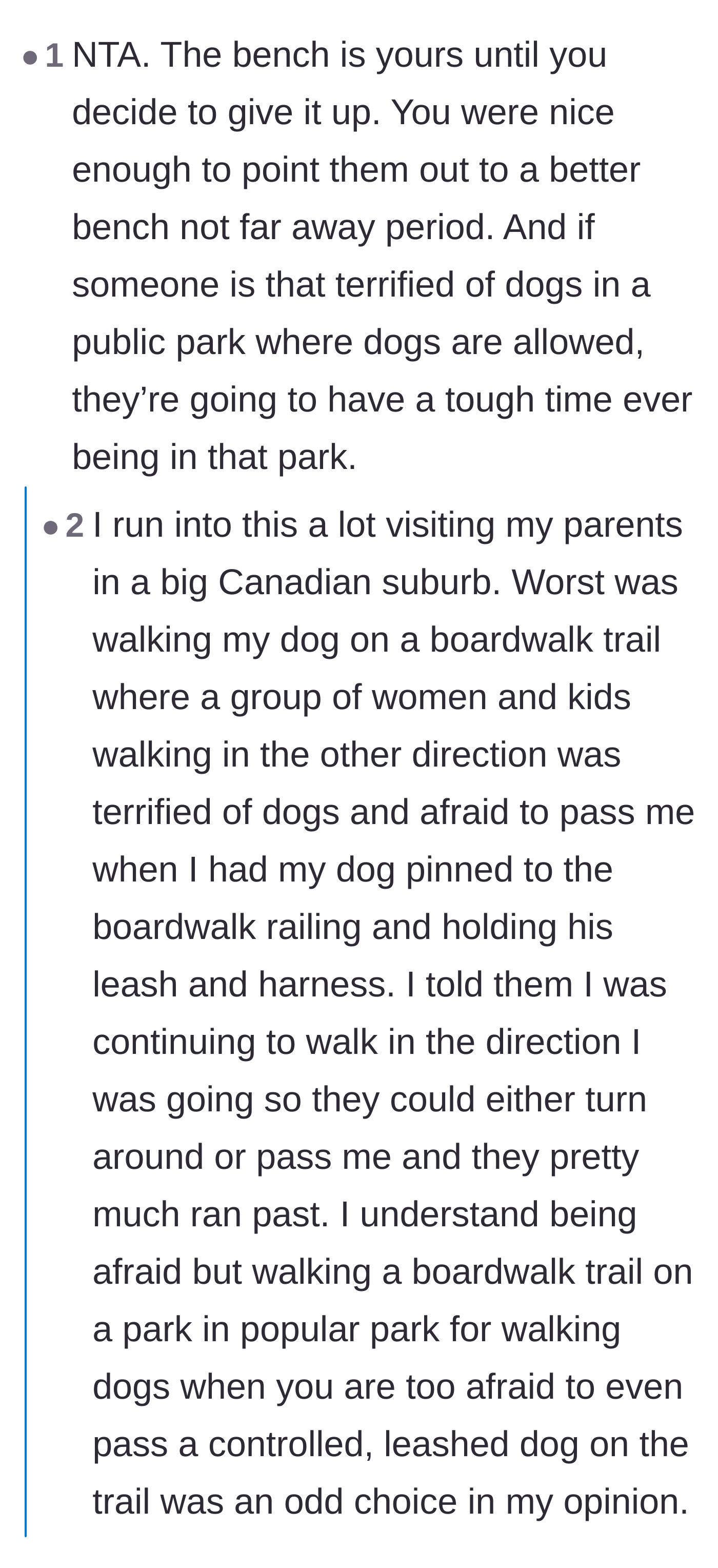 Comment thread 2 - Discussion on how tourists with phobias should manage their own fears rather than expecting public spaces to cater to them.
