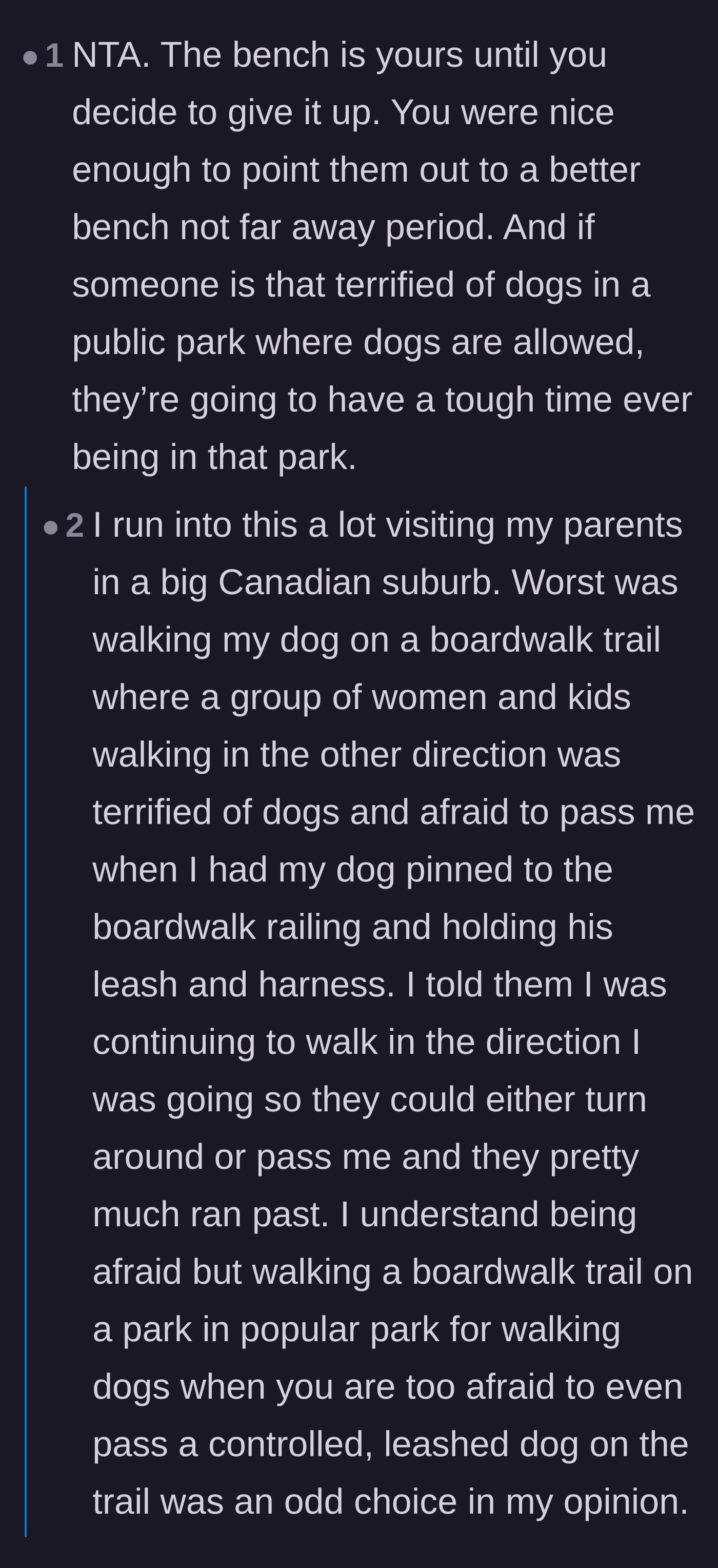 Comment thread 2 - Discussion on how tourists with phobias should manage their own fears rather than expecting public spaces to cater to them.