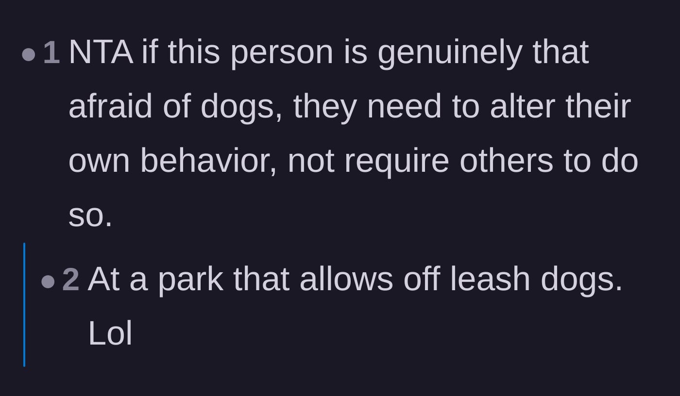 Comment thread 3 - A brief comment stating that the fearful person needs to change their own behavior.