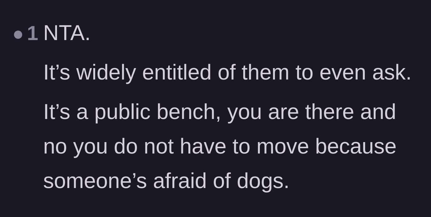 Comment thread 4 - A reaction calling out the wild entitlement of even asking someone to move from a public bench.