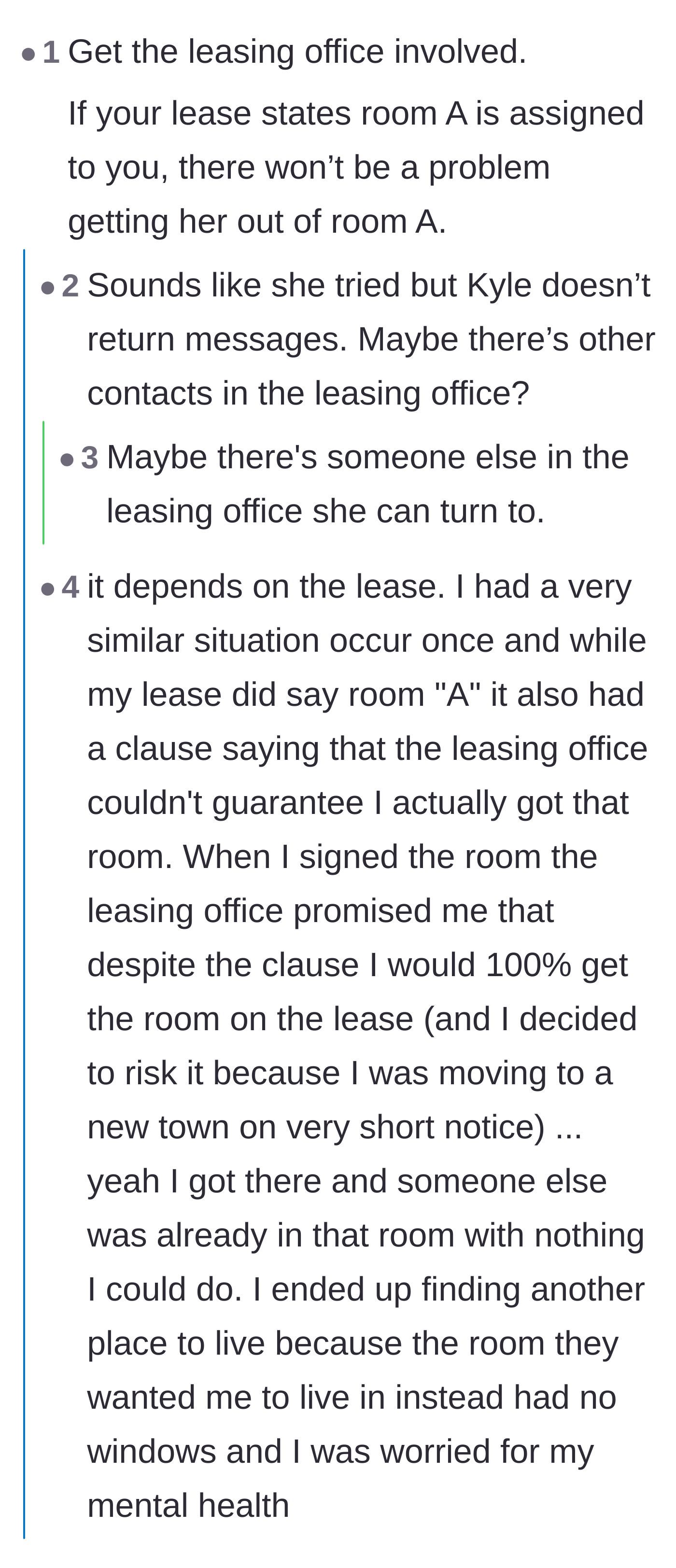 Comment thread 3 - Debating whether the leasing office can enforce the lease or if there's a hidden loophole clause