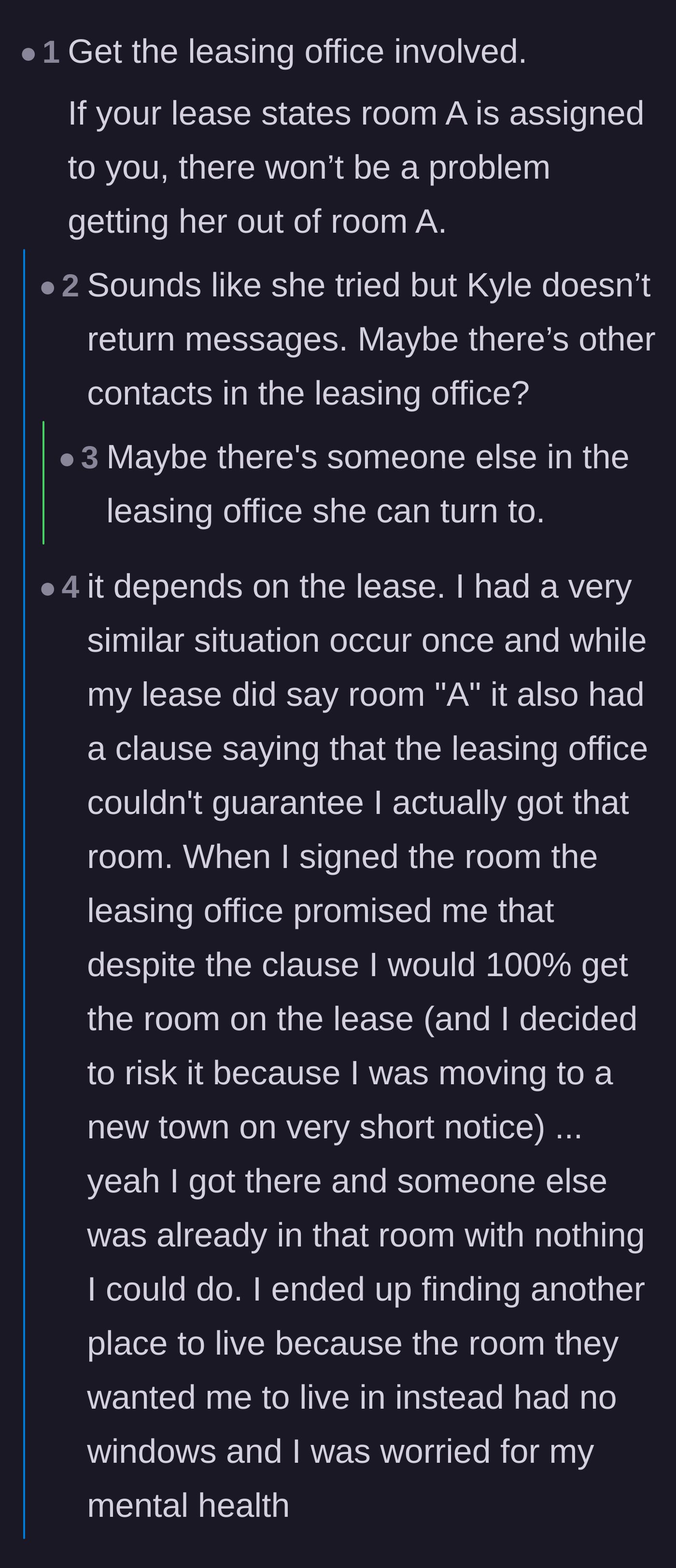 Comment thread 3 - Debating whether the leasing office can enforce the lease or if there's a hidden loophole clause