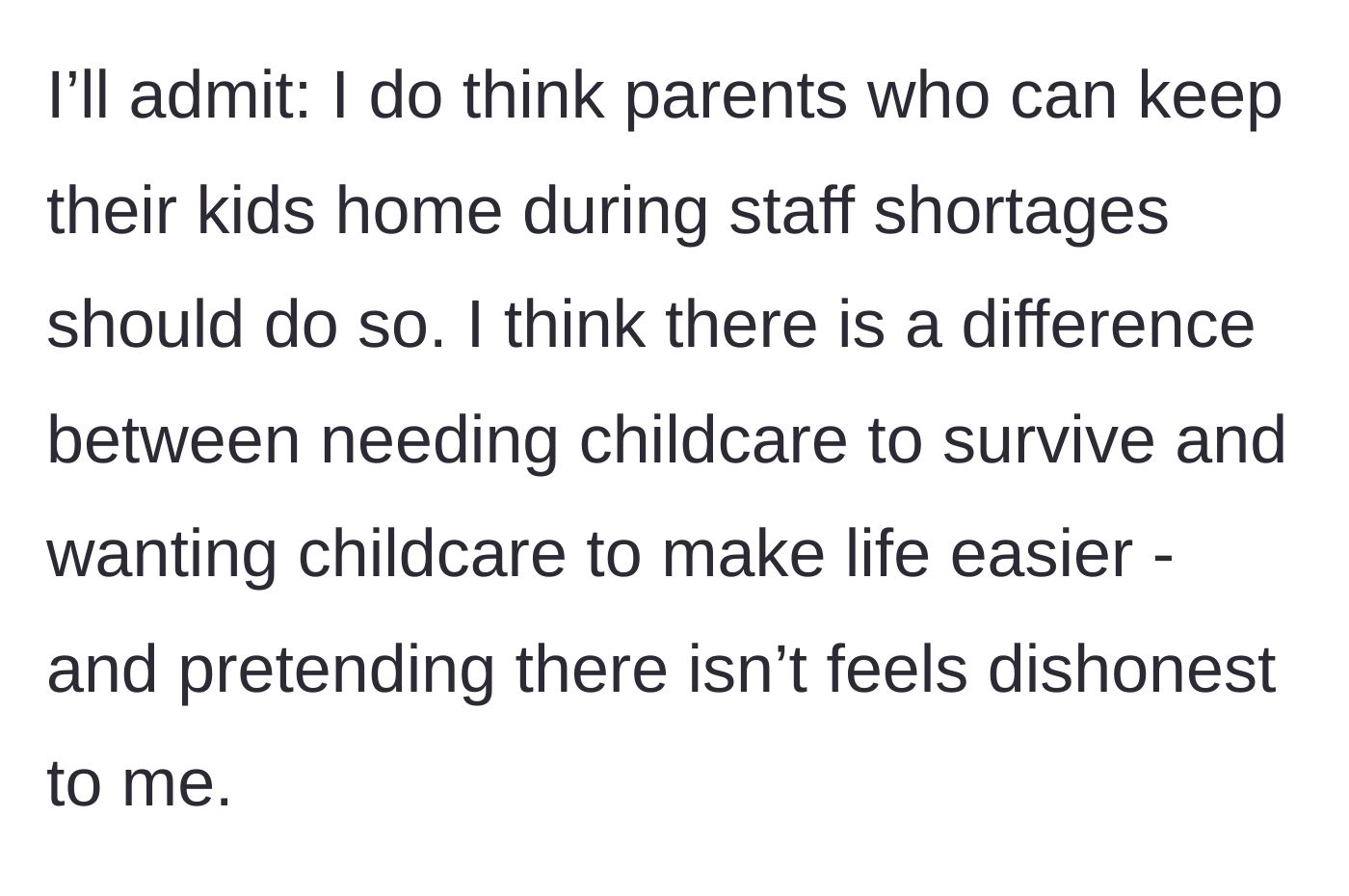 Story part 8 - A contemplative mother reflecting on the stark difference between needs and wants.