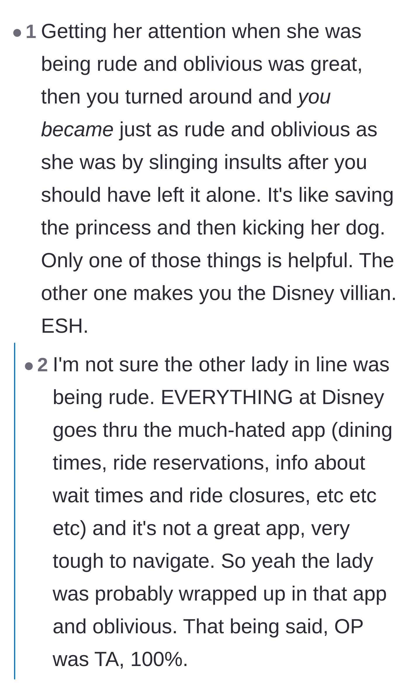 Comment thread 3 - Discussion on how the woman was likely just distracted by the complicated resort app rather than being intentionally malicious.
