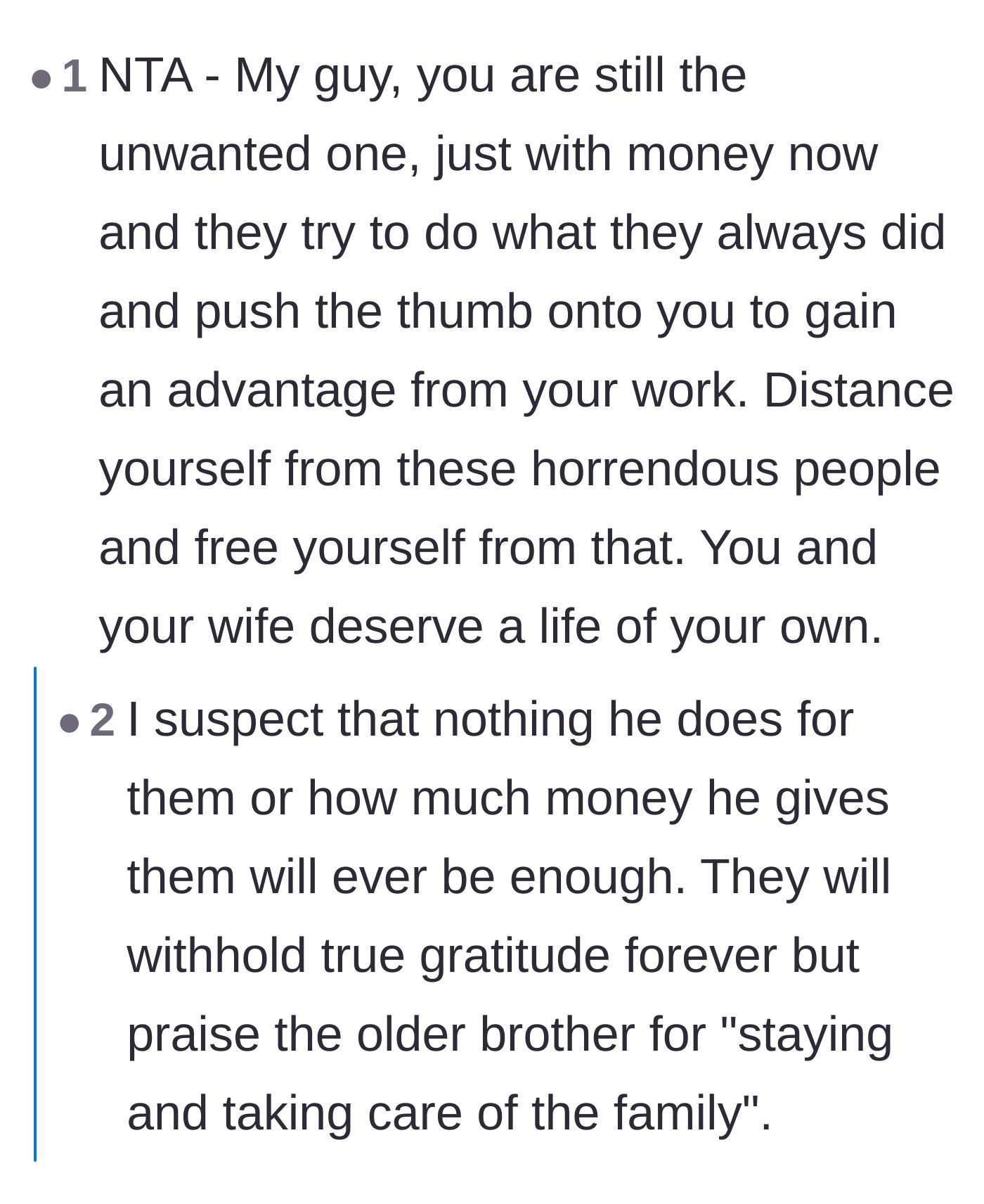 Comment thread 2 - Discussion about how the family's underlying power dynamic hasn't actually changed.