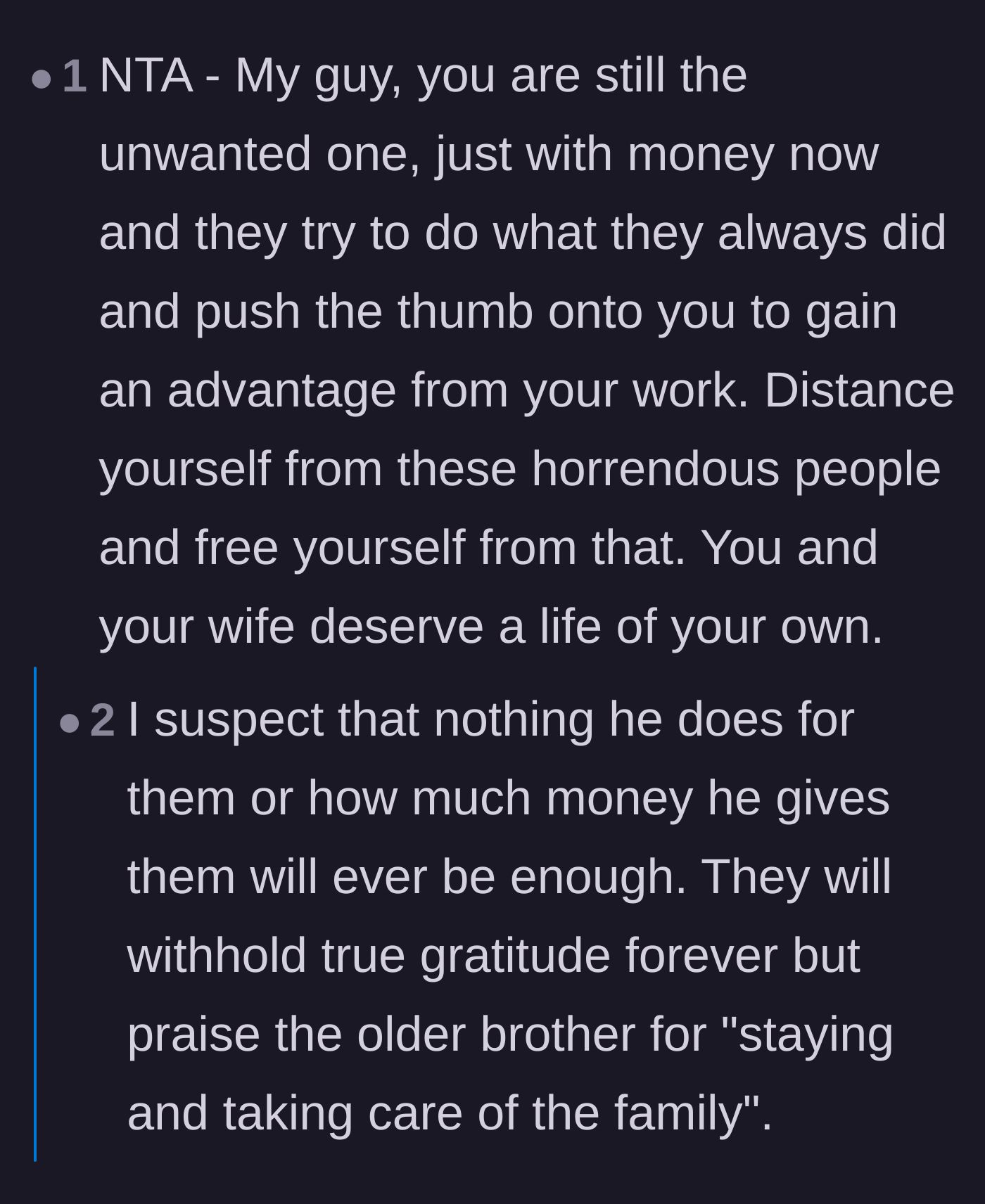 Comment thread 2 - Discussion about how the family's underlying power dynamic hasn't actually changed.