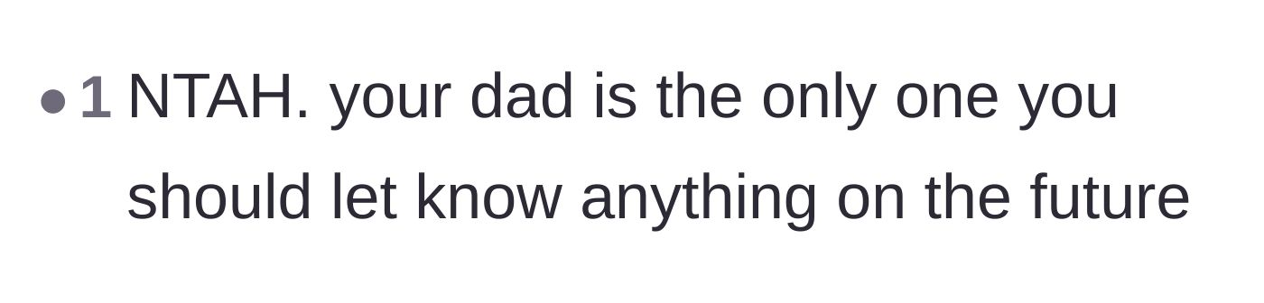 Comment thread 4 - A reader advising the main character to only share future medical updates with their supportive father