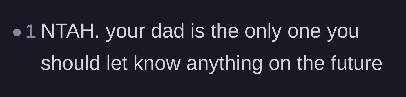 Comment thread 4 - A reader advising the main character to only share future medical updates with their supportive father