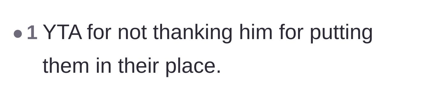 Comment thread 5 - A short, blunt comment playfully calling the original poster a jerk for not thanking her husband.
