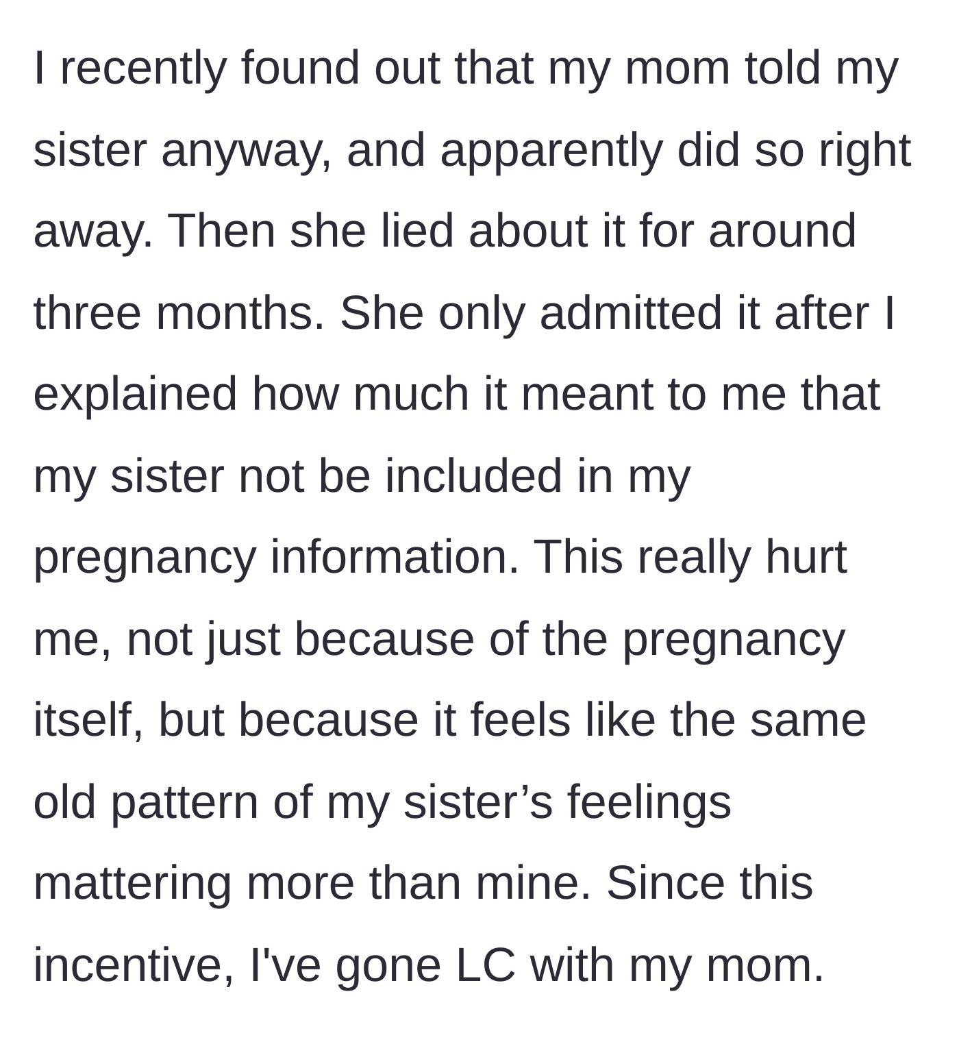 Story part 3 - The heartbreaking realization that a mother broke a crucial promise and lied about it.
