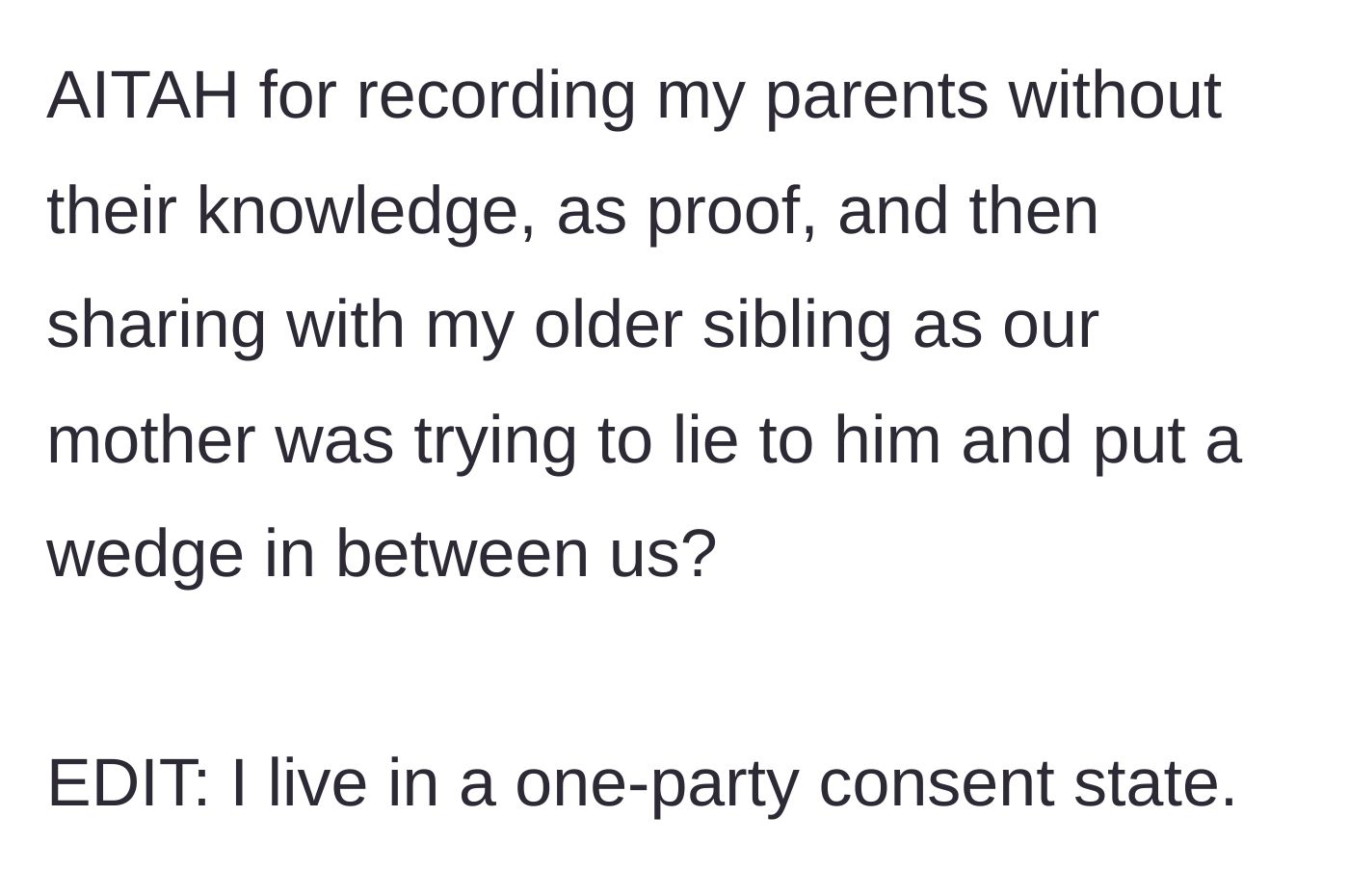 Story part 9 - The final question asking if securing proof of the mother's lying was wrong