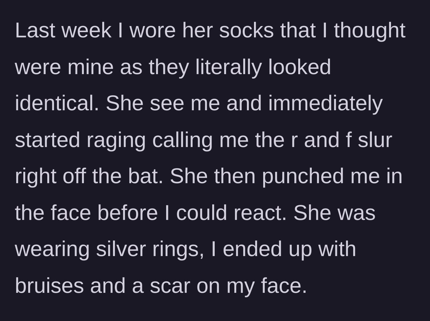 Story part 3 - The violent sock incident where the younger sister brutally punches the author in the face.