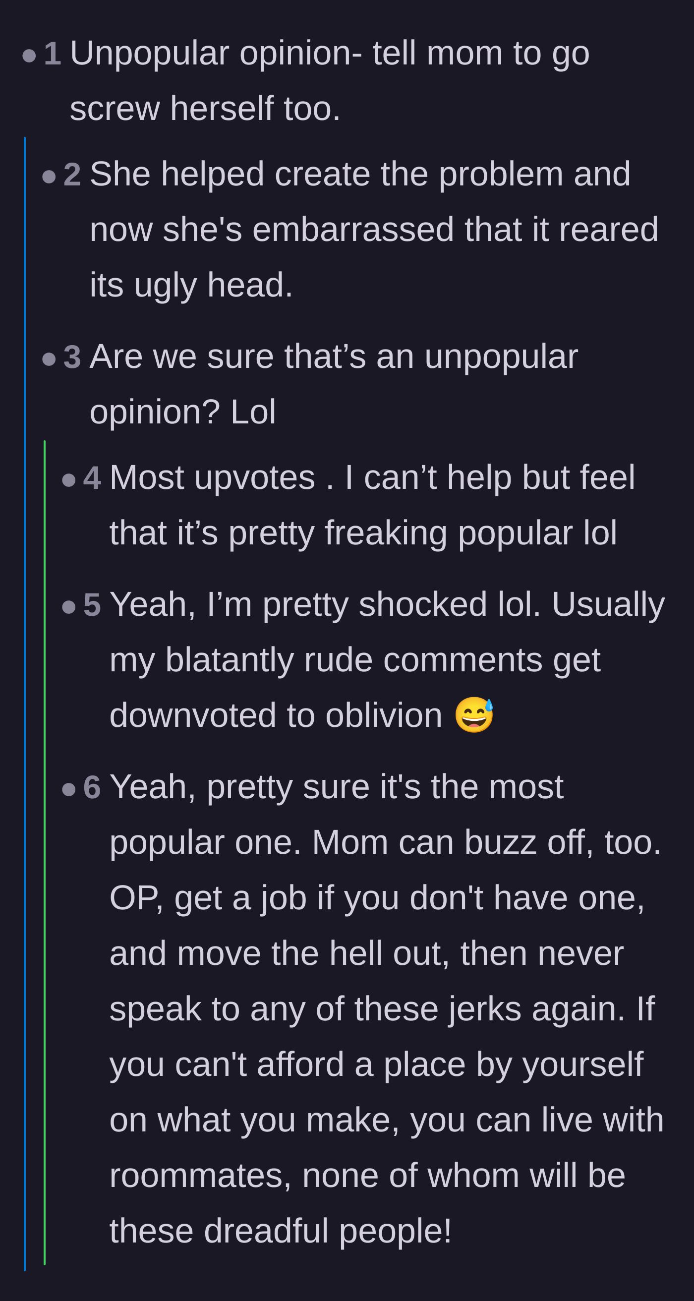 Comment thread 1 - Readers intensely agreeing that the mother is just as culpable as the sister and deserves the same anger.