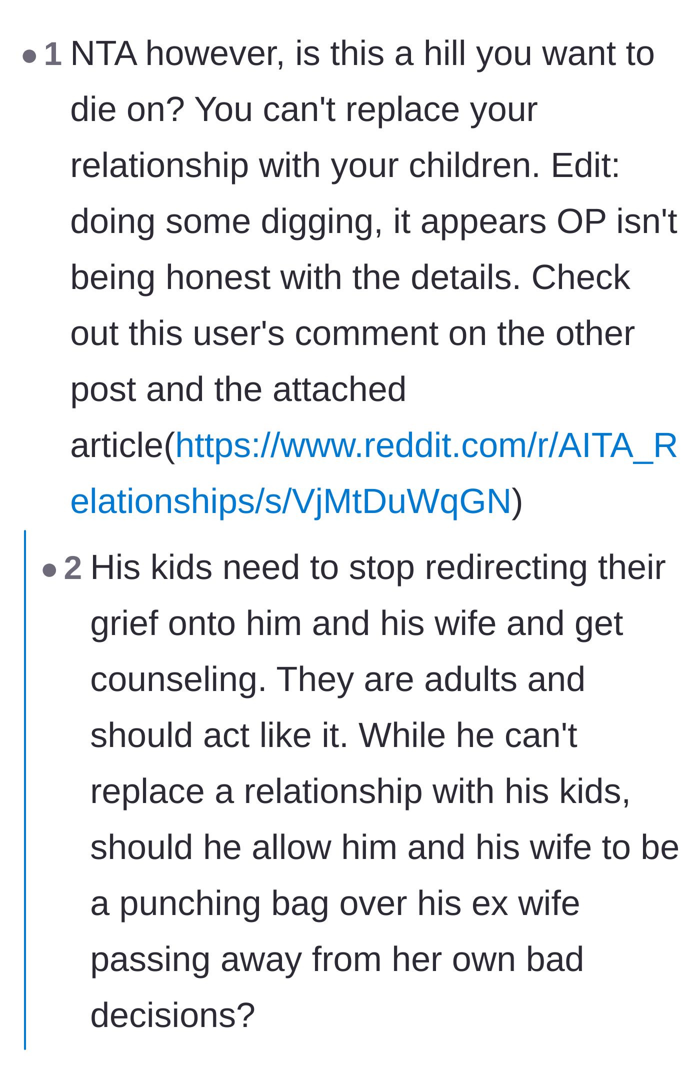 Comment thread 1 - Readers vigorously defend the father's right to set boundaries and demand respect for his marriage.