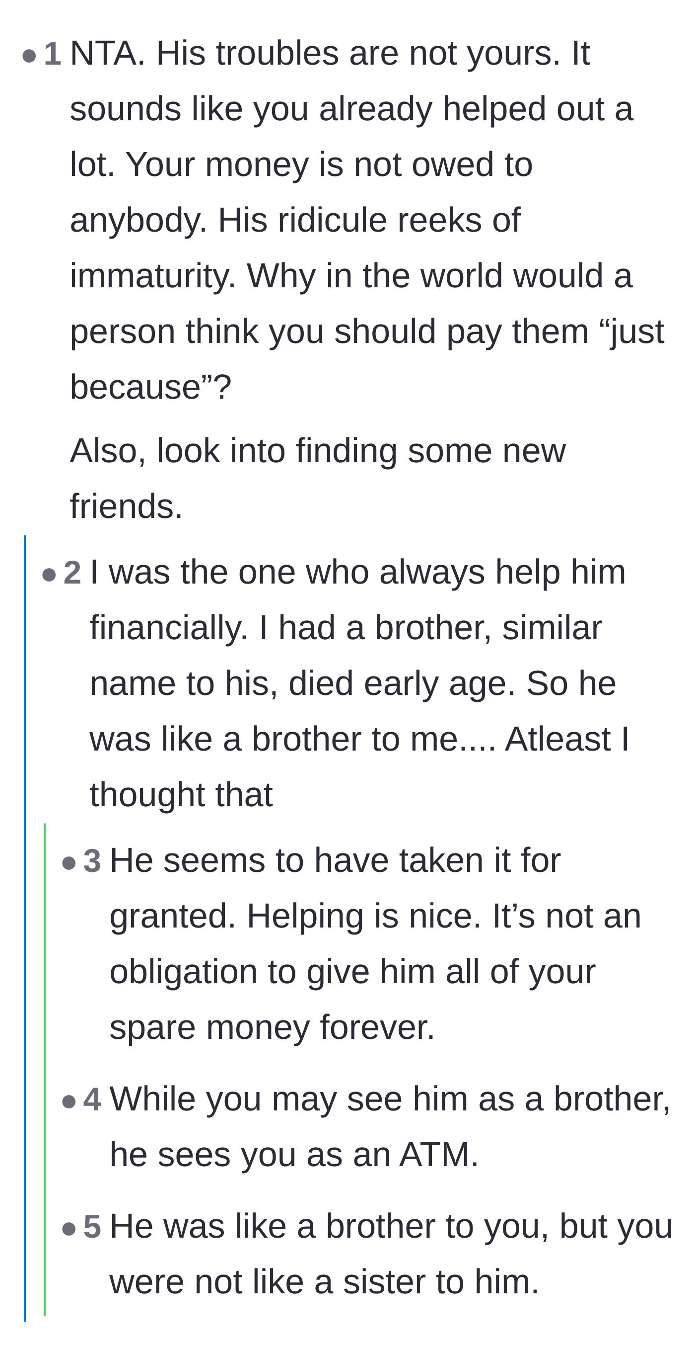 Comment thread 4 - A harsh reality check after OP admits she treated Jamal like her deceased brother.
