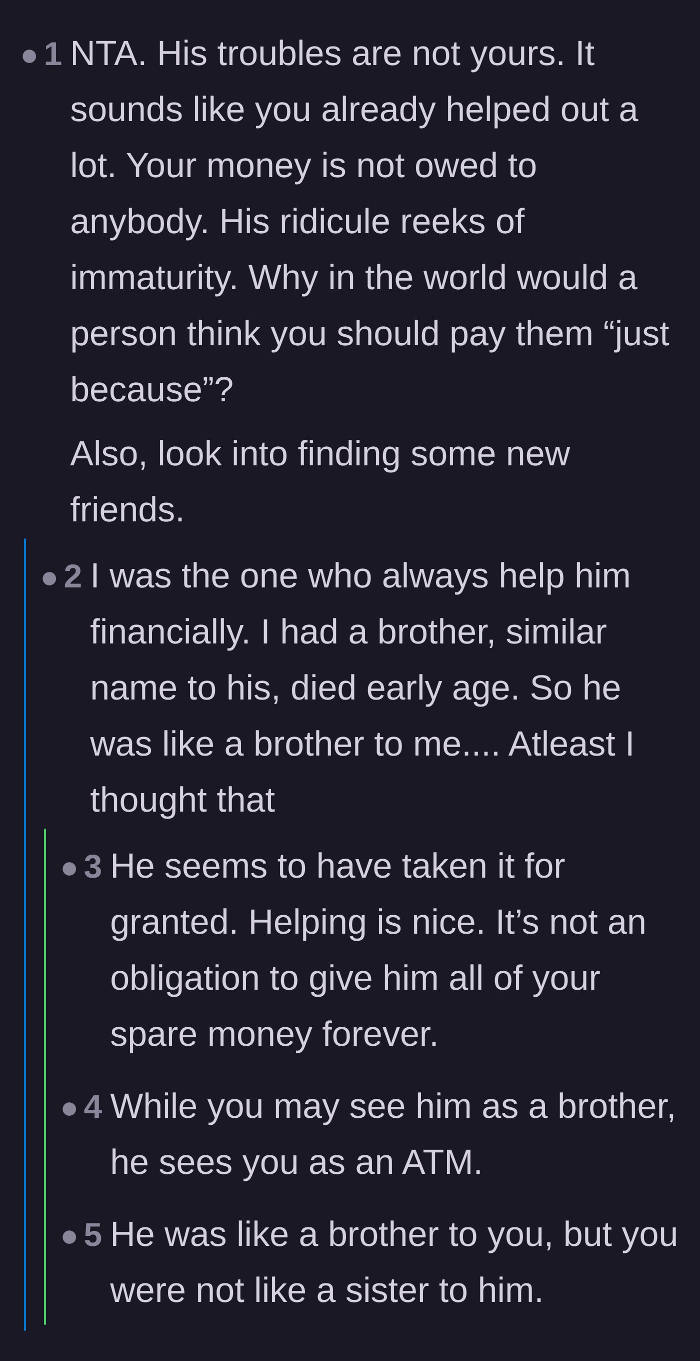 Comment thread 4 - A harsh reality check after OP admits she treated Jamal like her deceased brother.