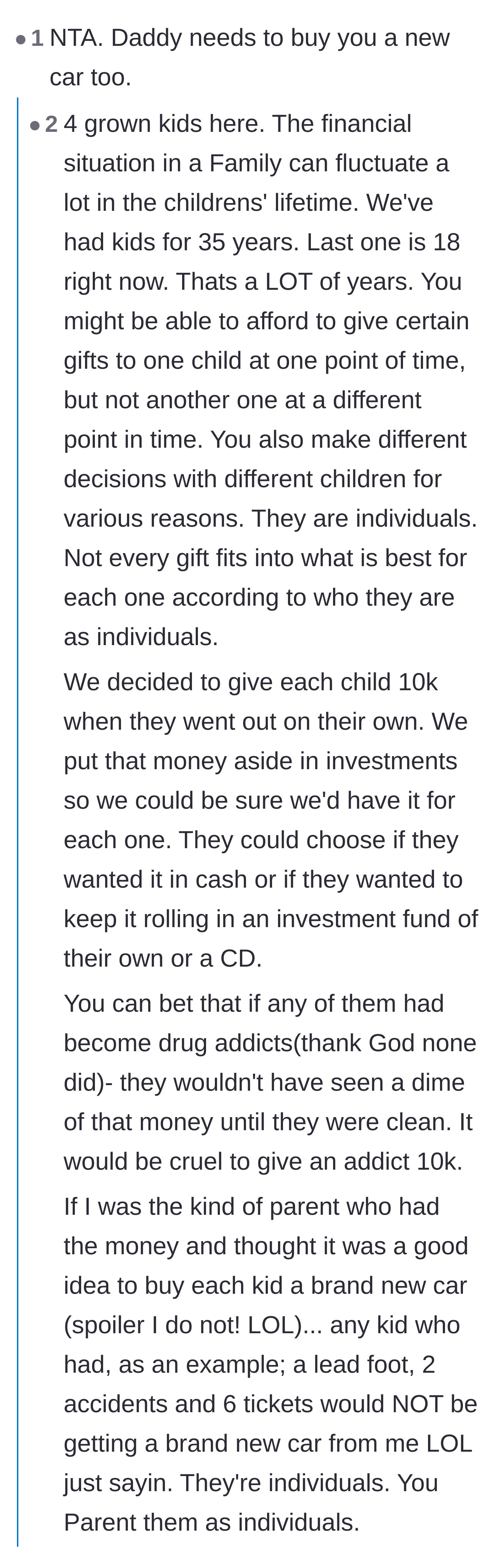 A discussion about the father's financial choices, where a parent defends fluctuating family budgets and the 19-year-old expresses gratitude for their dad's ongoing support.