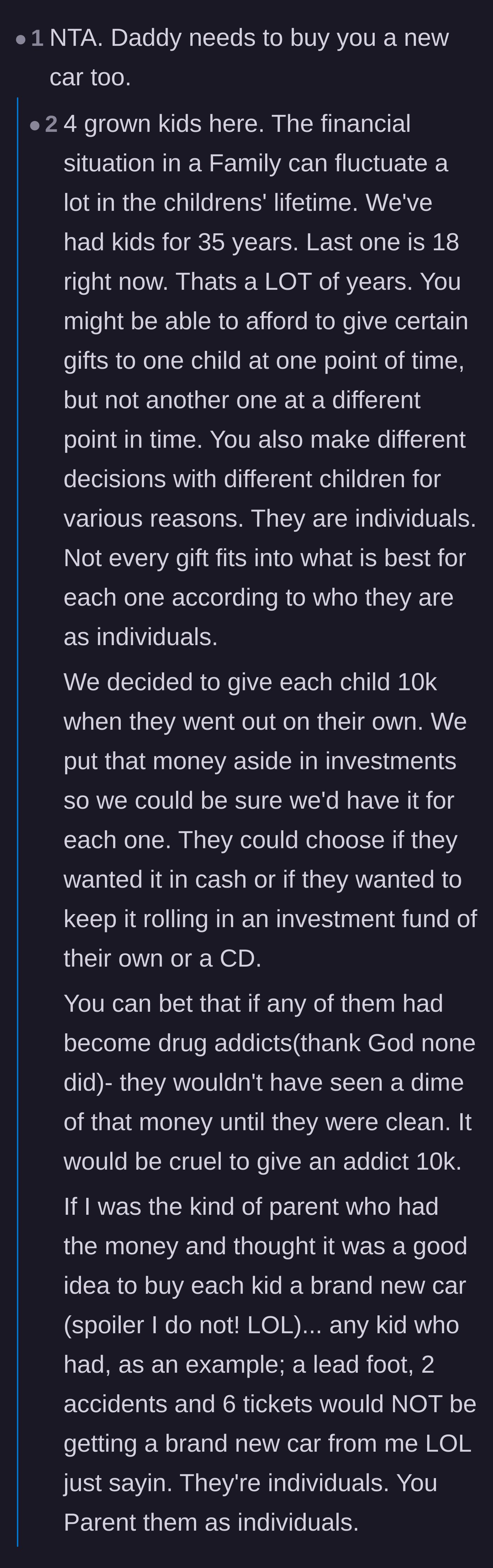 A discussion about the father's financial choices, where a parent defends fluctuating family budgets and the 19-year-old expresses gratitude for their dad's ongoing support.