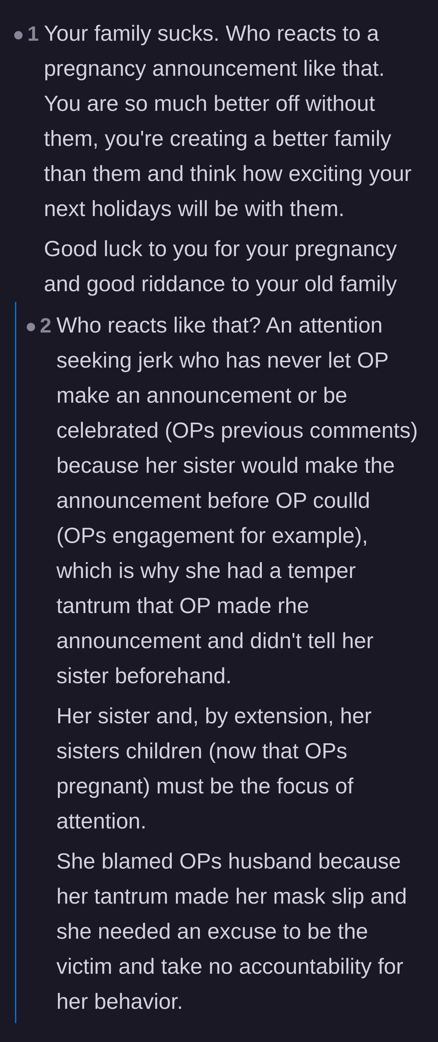 Comment thread 3 - Users condemn the family's cruel reaction and analyze how the sister's temper tantrum was just her victim mask slipping.
