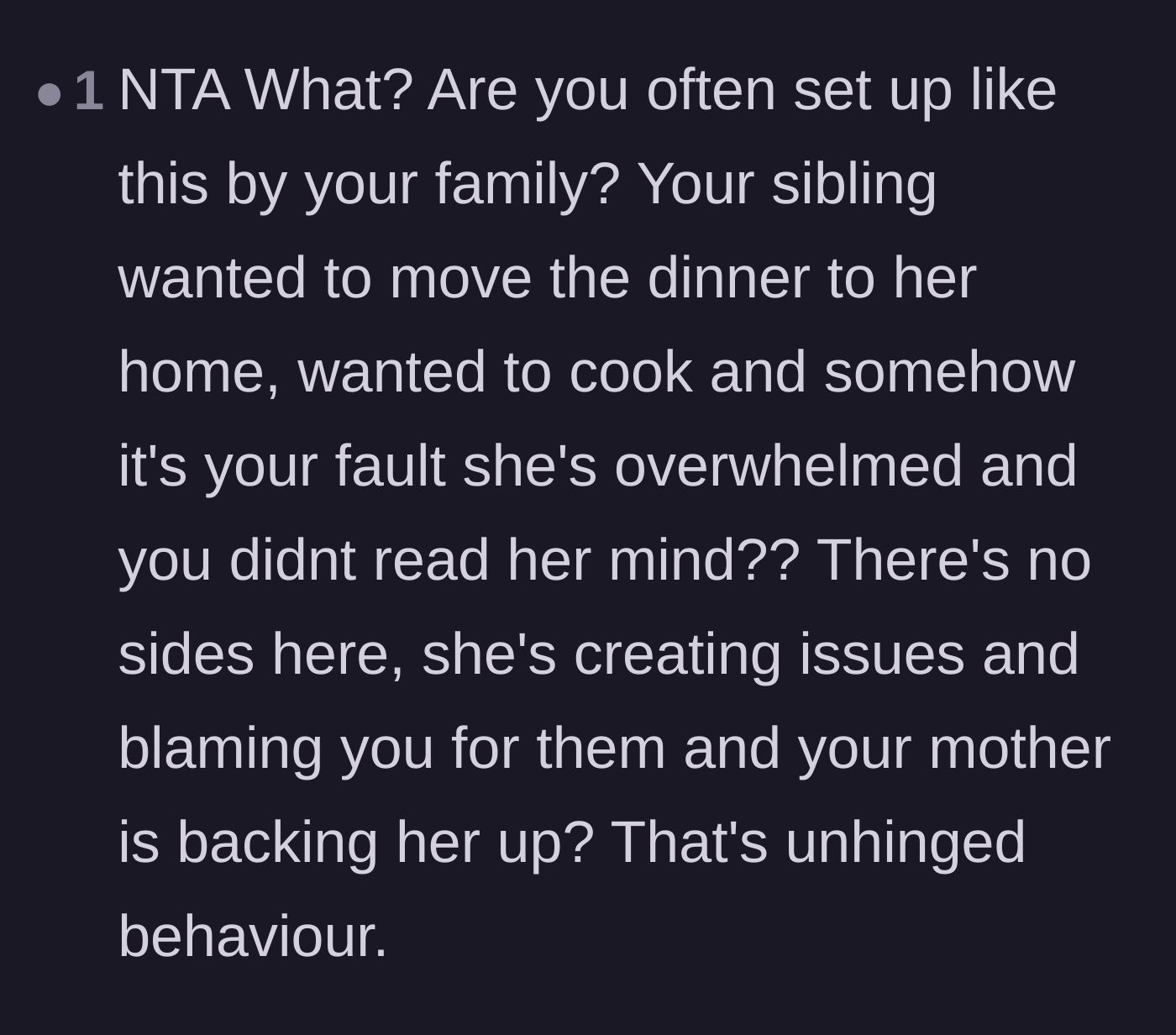 Comment thread 6 - Absolute disbelief over the family's unhinged dynamic and validation that the author was completely set up to fail.