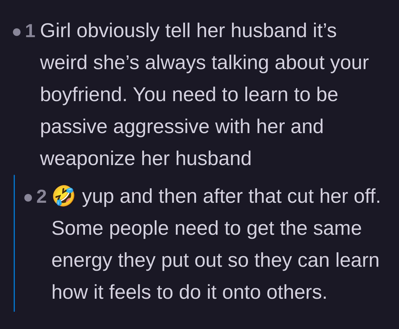 Comment thread 4 - Readers suggesting that the younger sister should point out the inappropriate obsession to the older sister's husband.