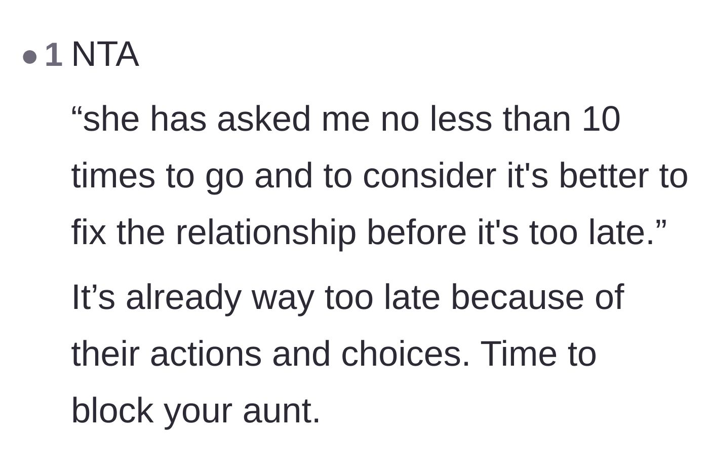 Comment thread 5 - A brief remark stating that it is already way too late to fix the relationship.