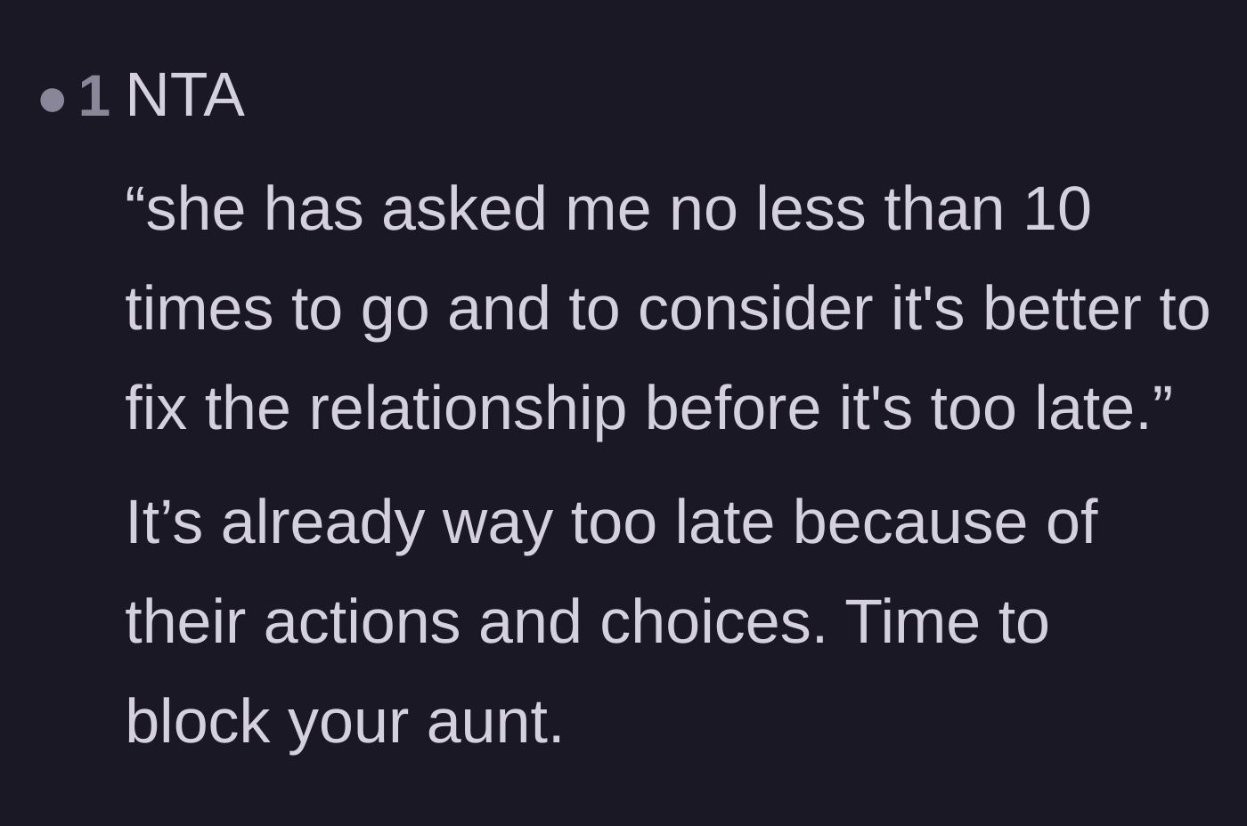 Comment thread 5 - A brief remark stating that it is already way too late to fix the relationship.