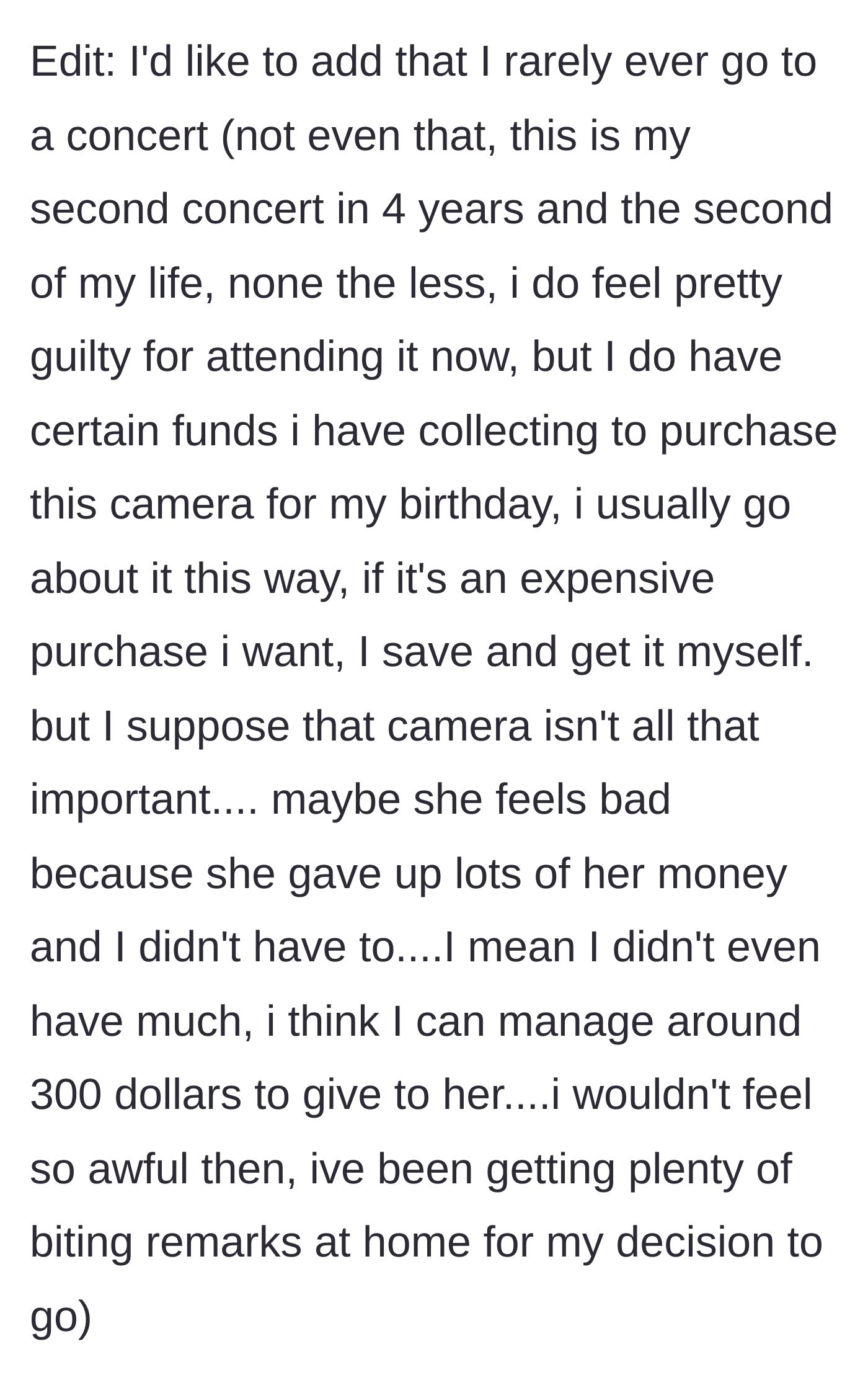 Story part 6 - The teen considers giving up her $300 camera savings to pay her sister and stop the family's biting remarks.