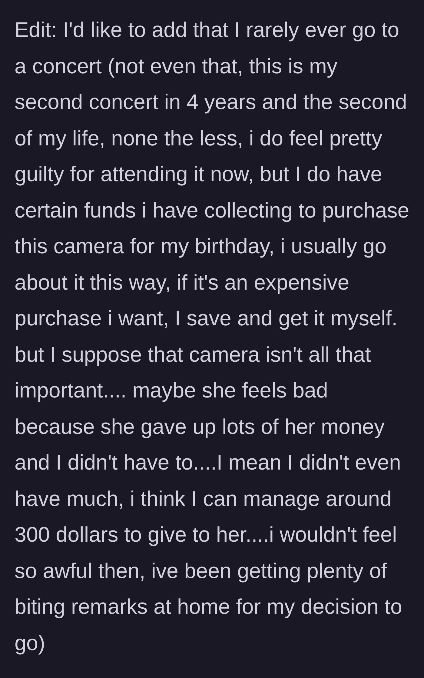 Story part 6 - The teen considers giving up her $300 camera savings to pay her sister and stop the family's biting remarks.