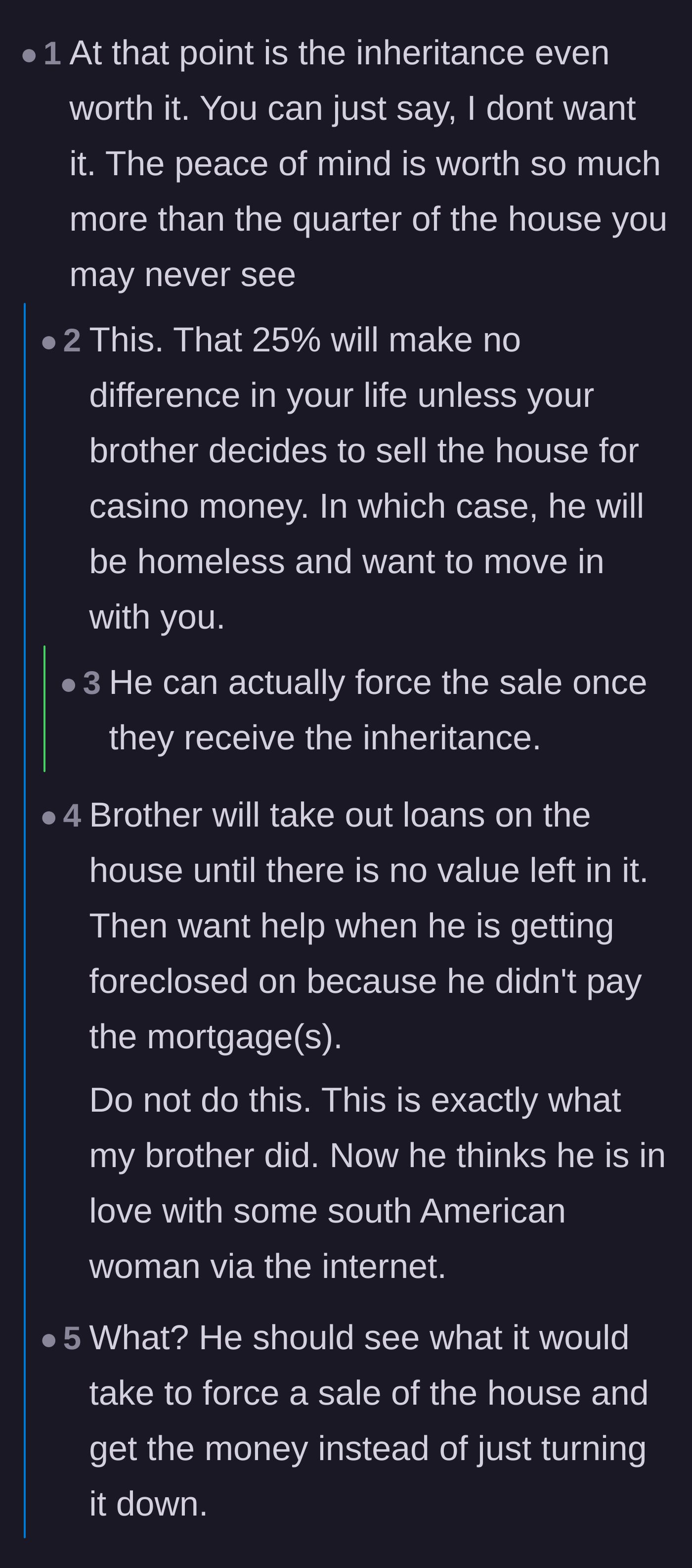 Comment thread 2 - A debate on why the promised 25 percent inheritance is a financial trap that isn't worth the headache.