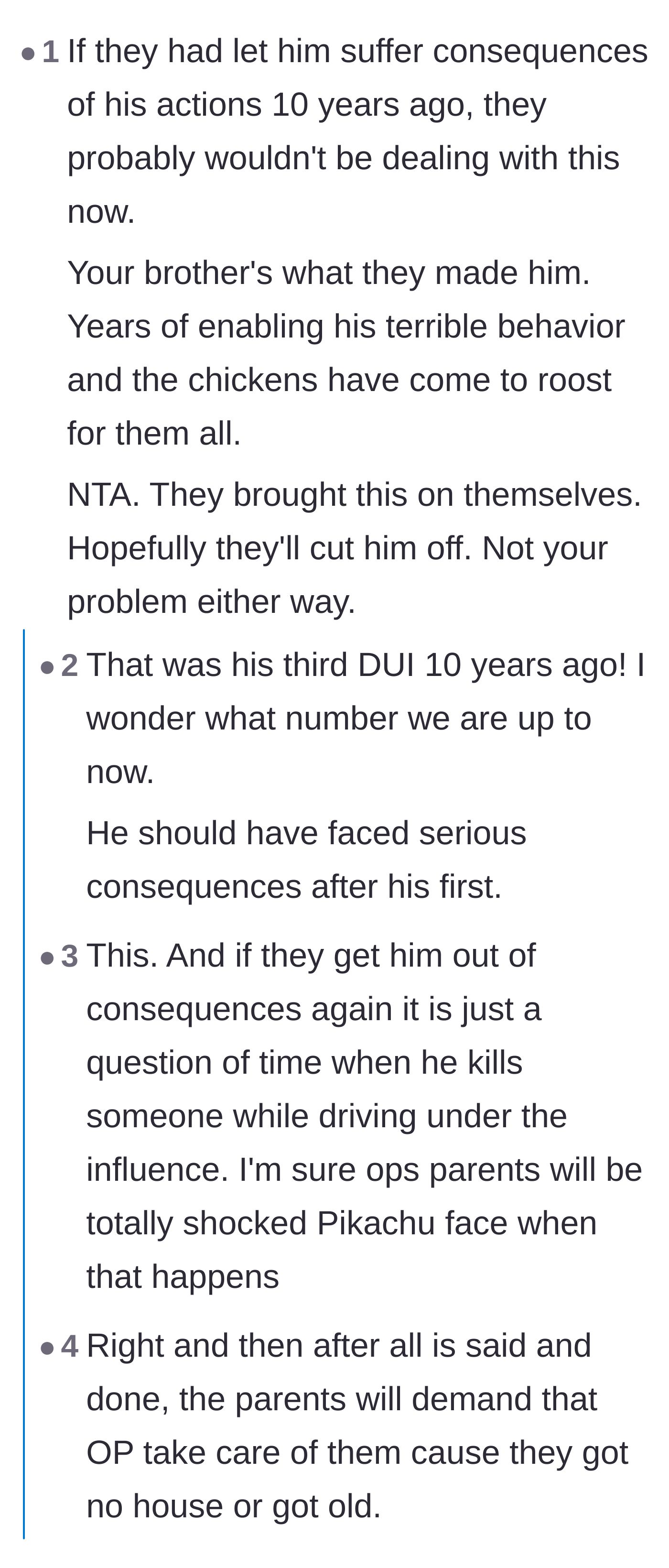 Comment thread 2 - A deep dive into the legal system's failure to punish wealthy or coddled drunk drivers until tragedy strikes.