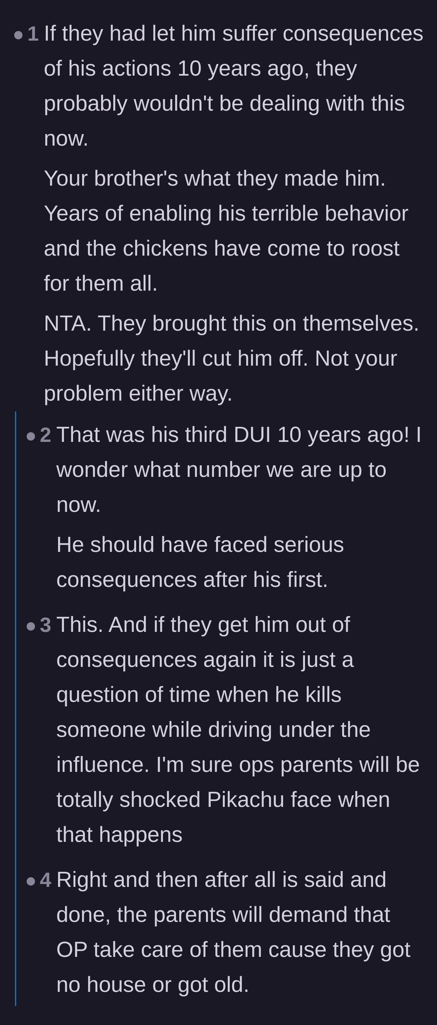 Comment thread 2 - A deep dive into the legal system's failure to punish wealthy or coddled drunk drivers until tragedy strikes.