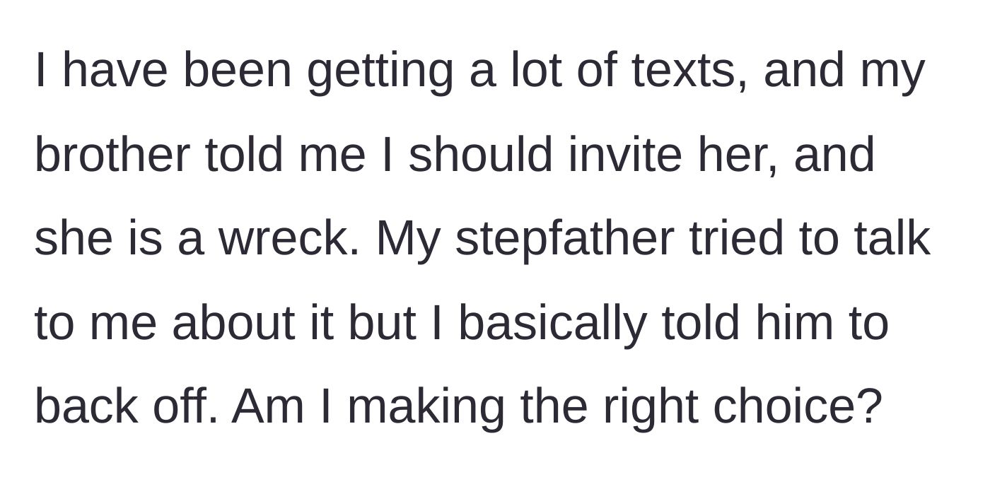 Story part 7 - The family floods the child with texts, the brother acts as a messenger for the crying mother, and the stepdad is told to back off.