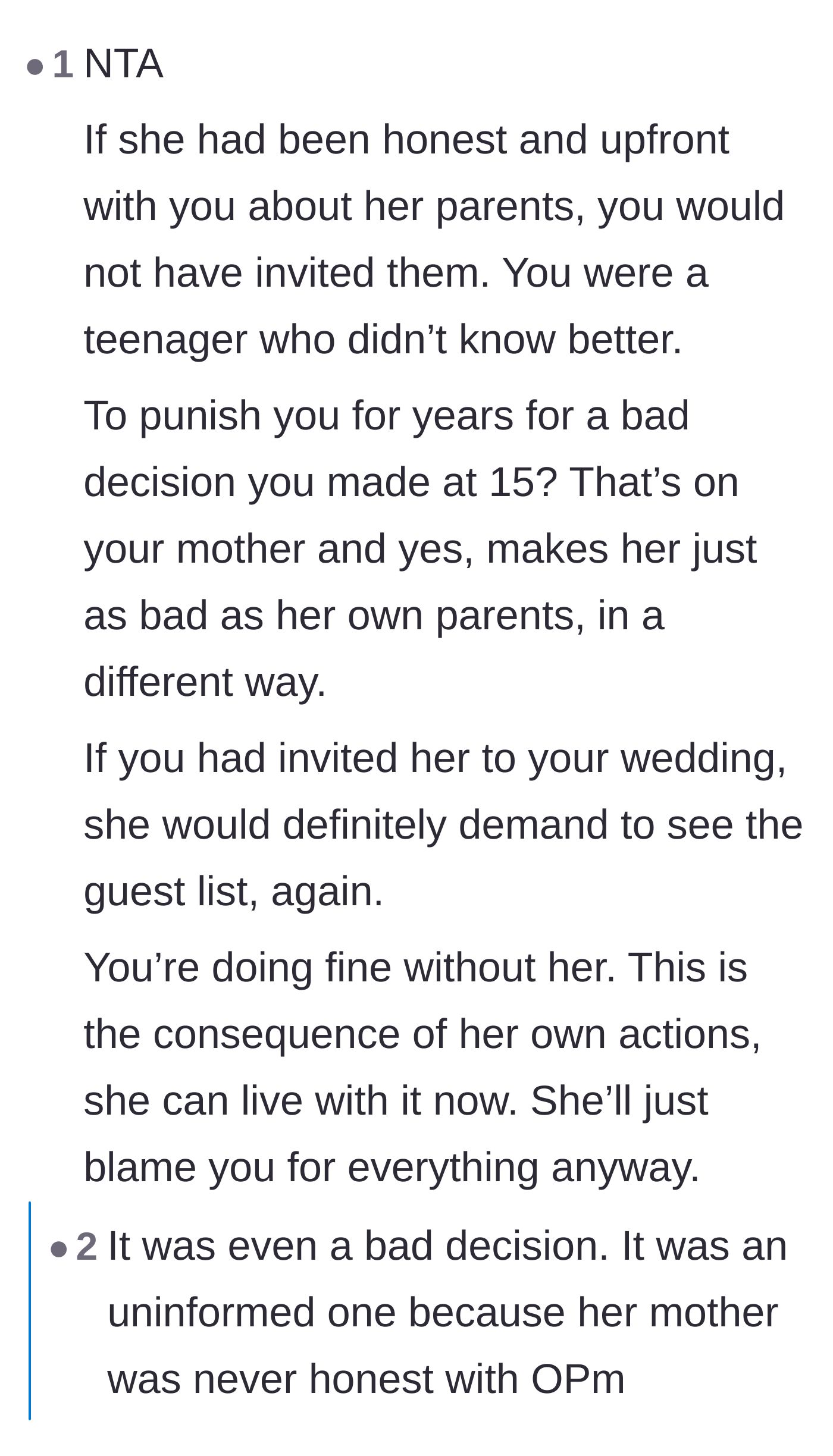 Comment thread 1 - Debate about how the teenager's mistake was actually just an uninformed decision caused by the mother's secrecy.